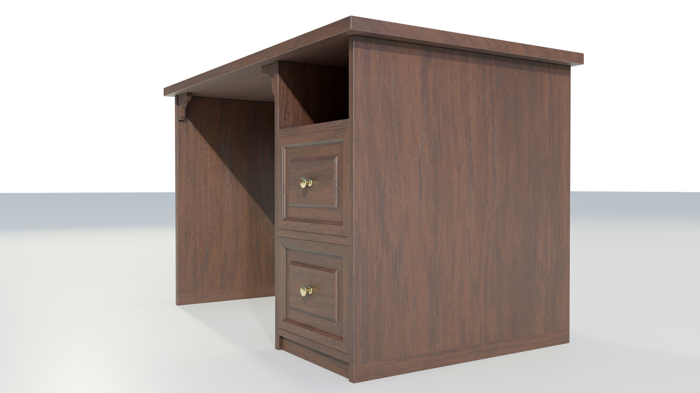 Wooden Desk 3D model_9
