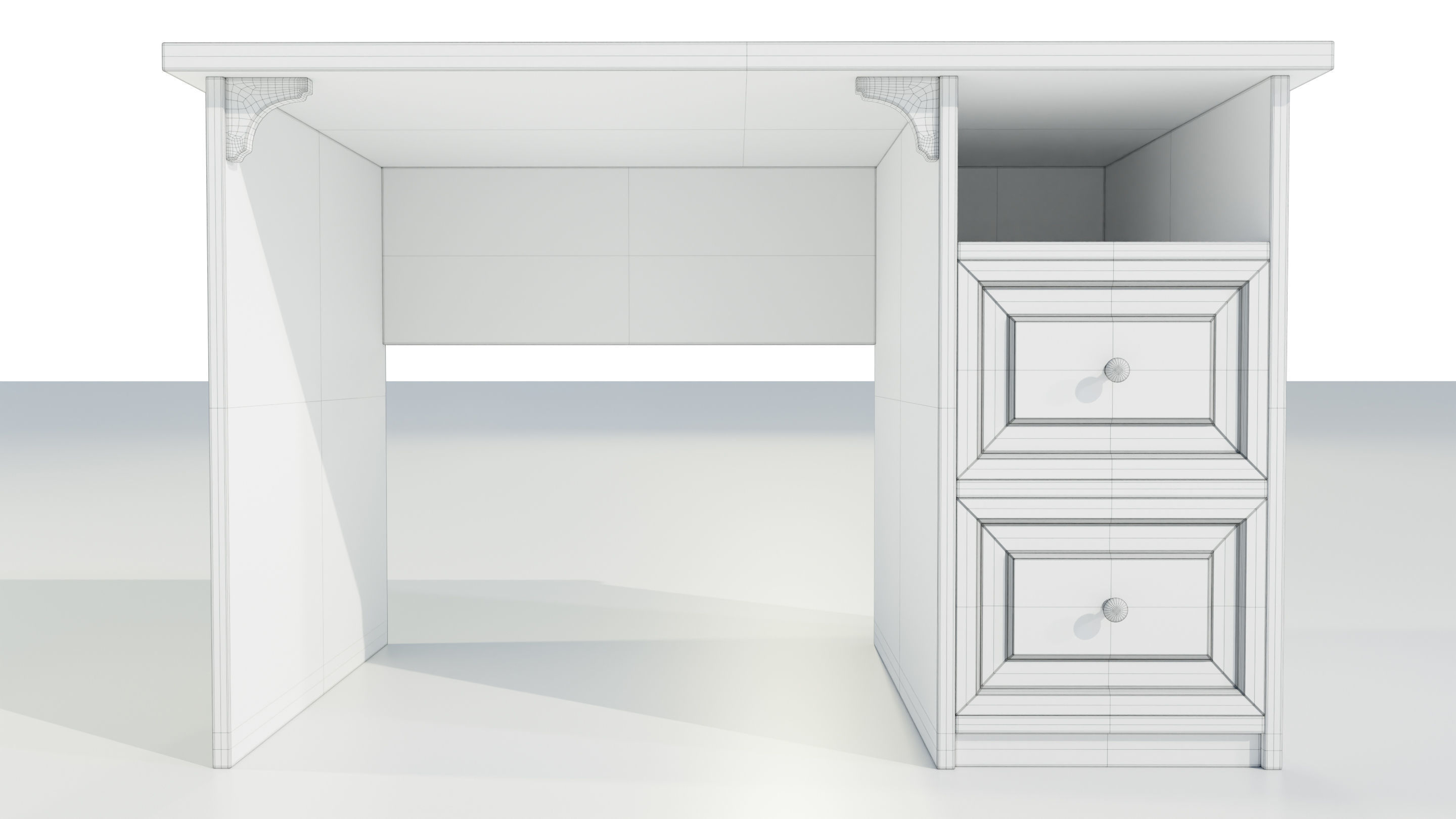 Wooden Desk 3D model_17