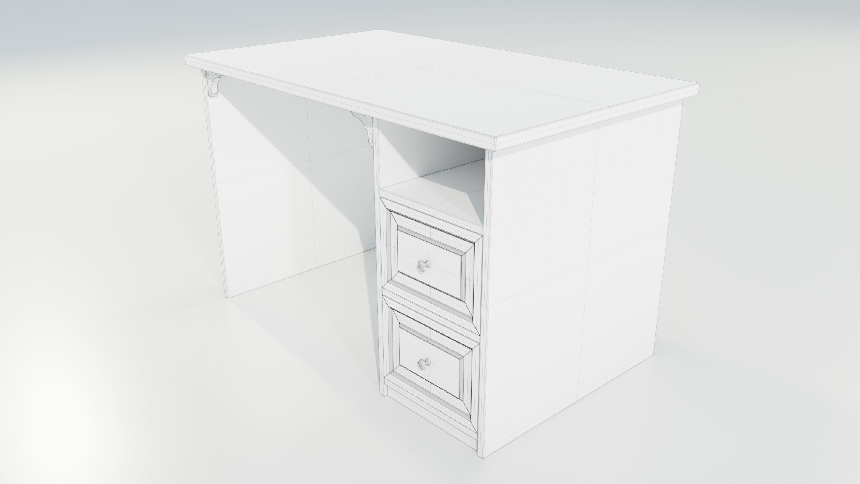 Wooden Desk 3D model_13