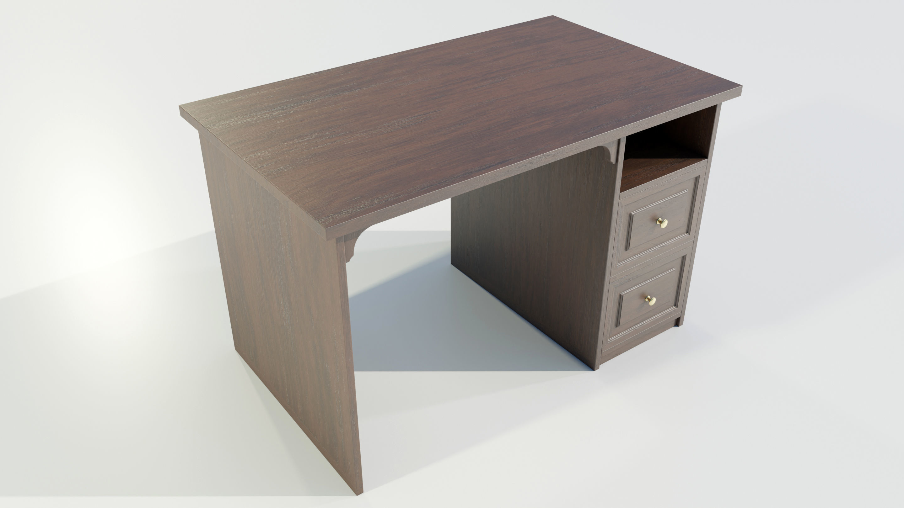 Wooden Desk 3D model_6
