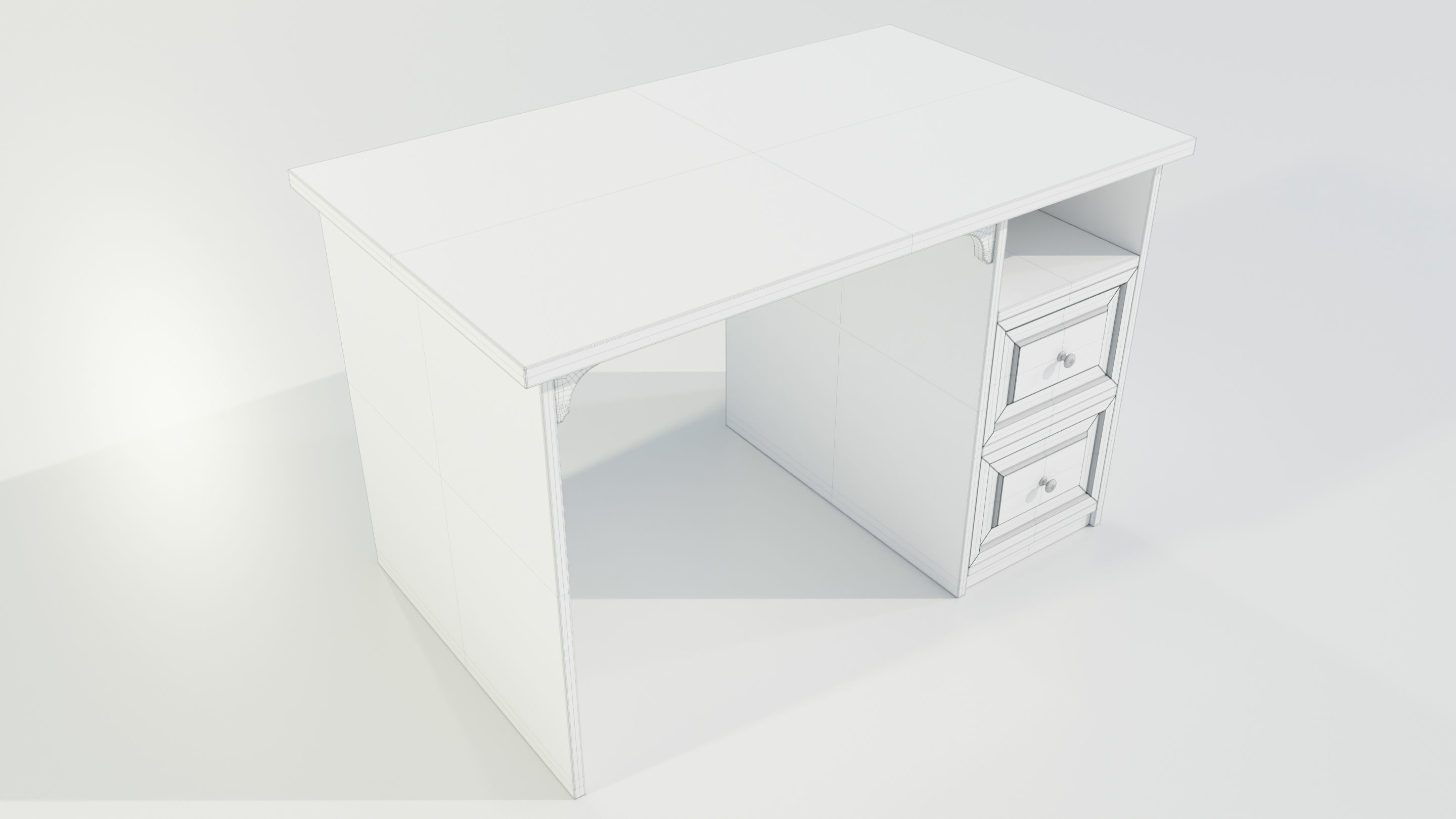 Wooden Desk 3D model_16
