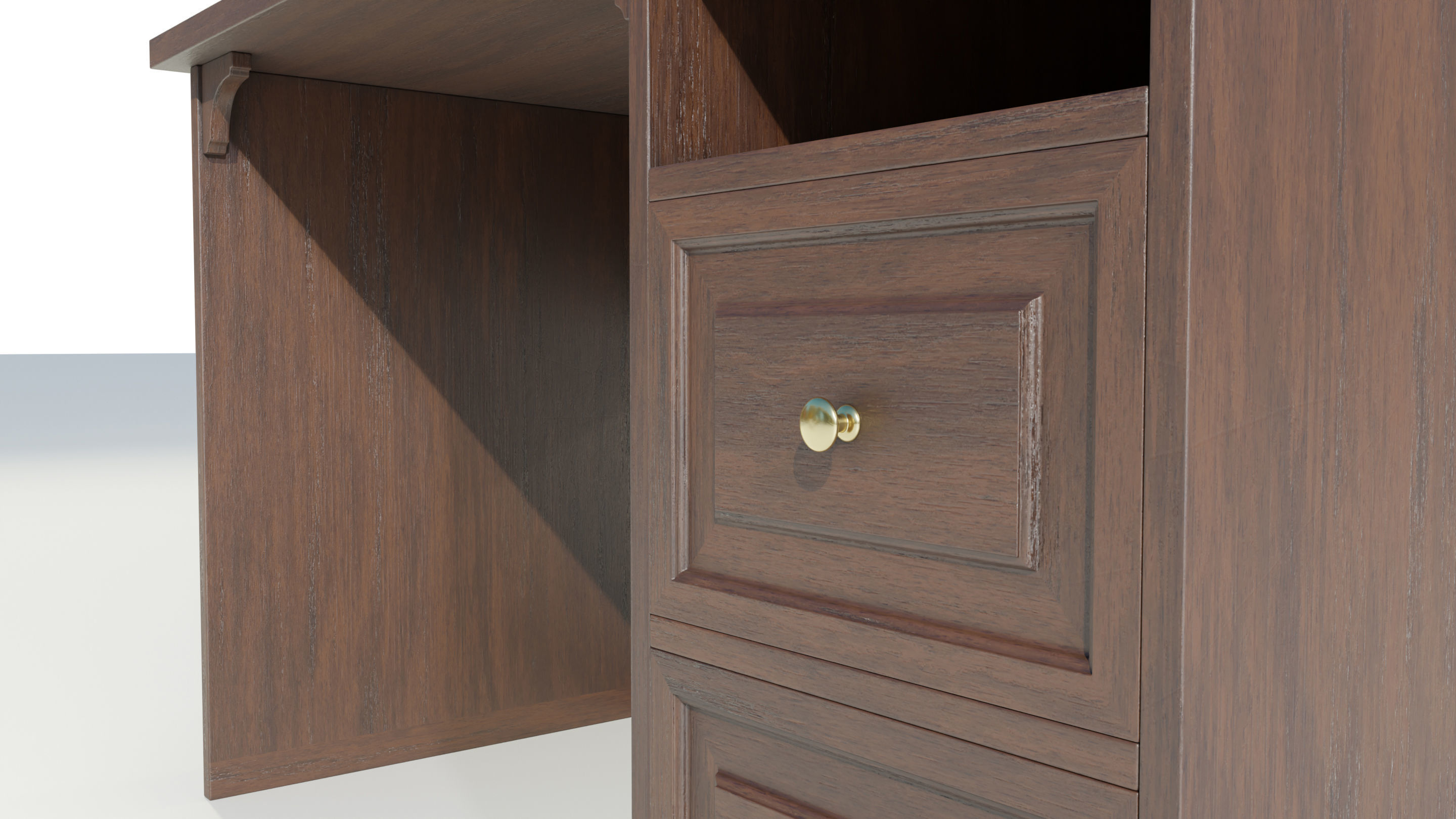 Wooden Desk 3D model_8