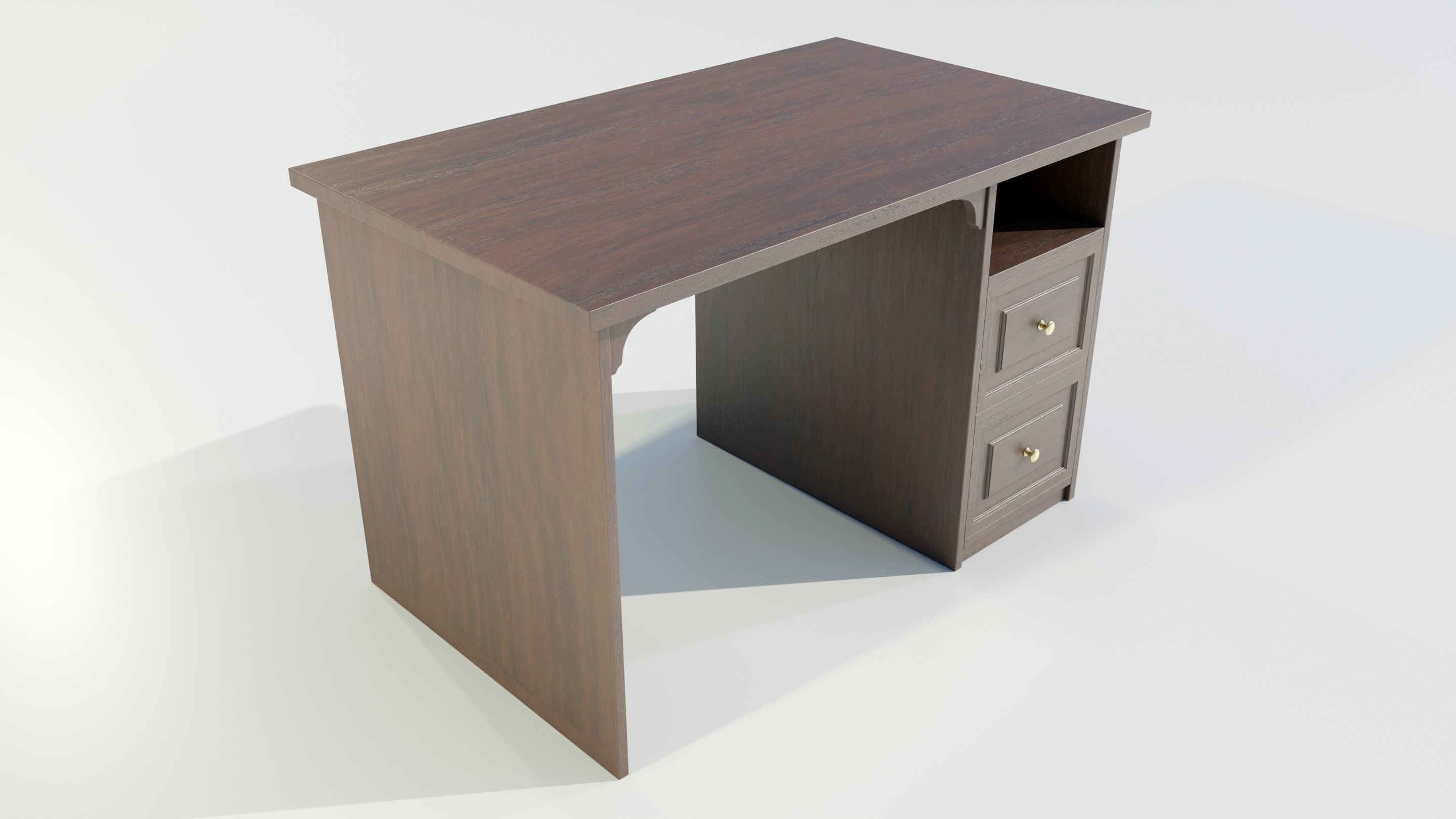 Wooden Desk 3D model_2