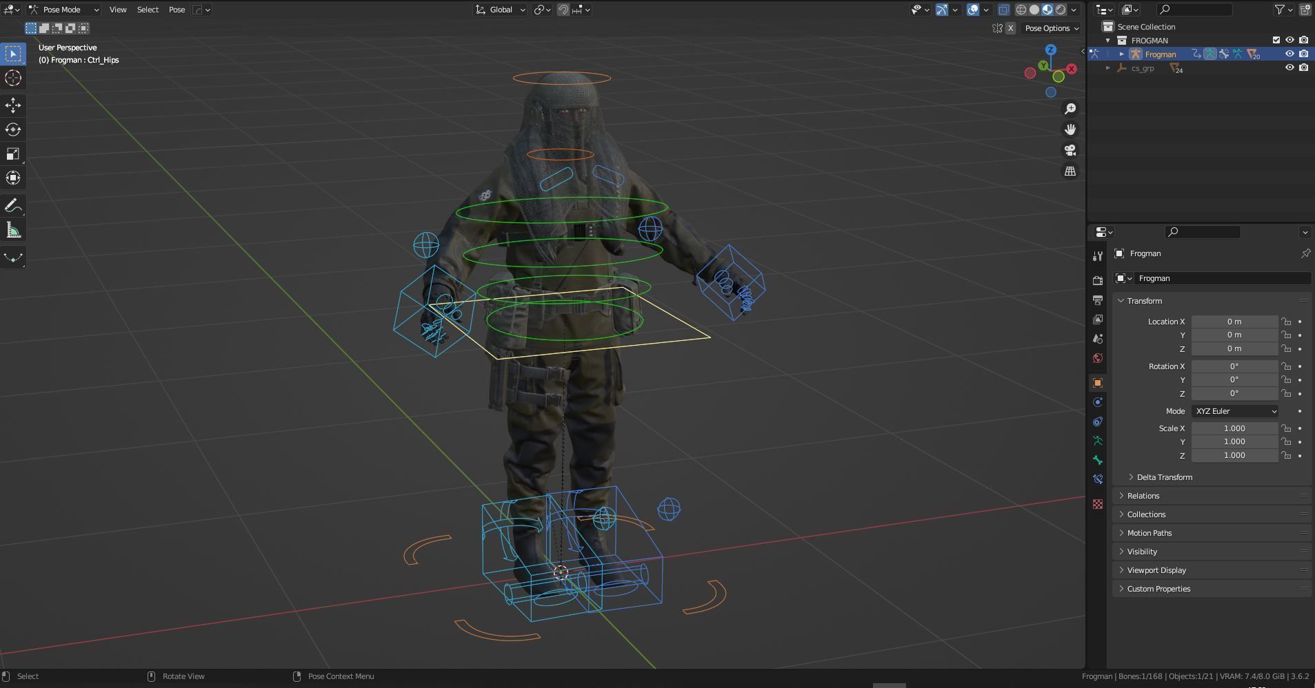 DANISH FROGMAN OPERATOR RIGGED CHARACTER Low-poly 3D model_14