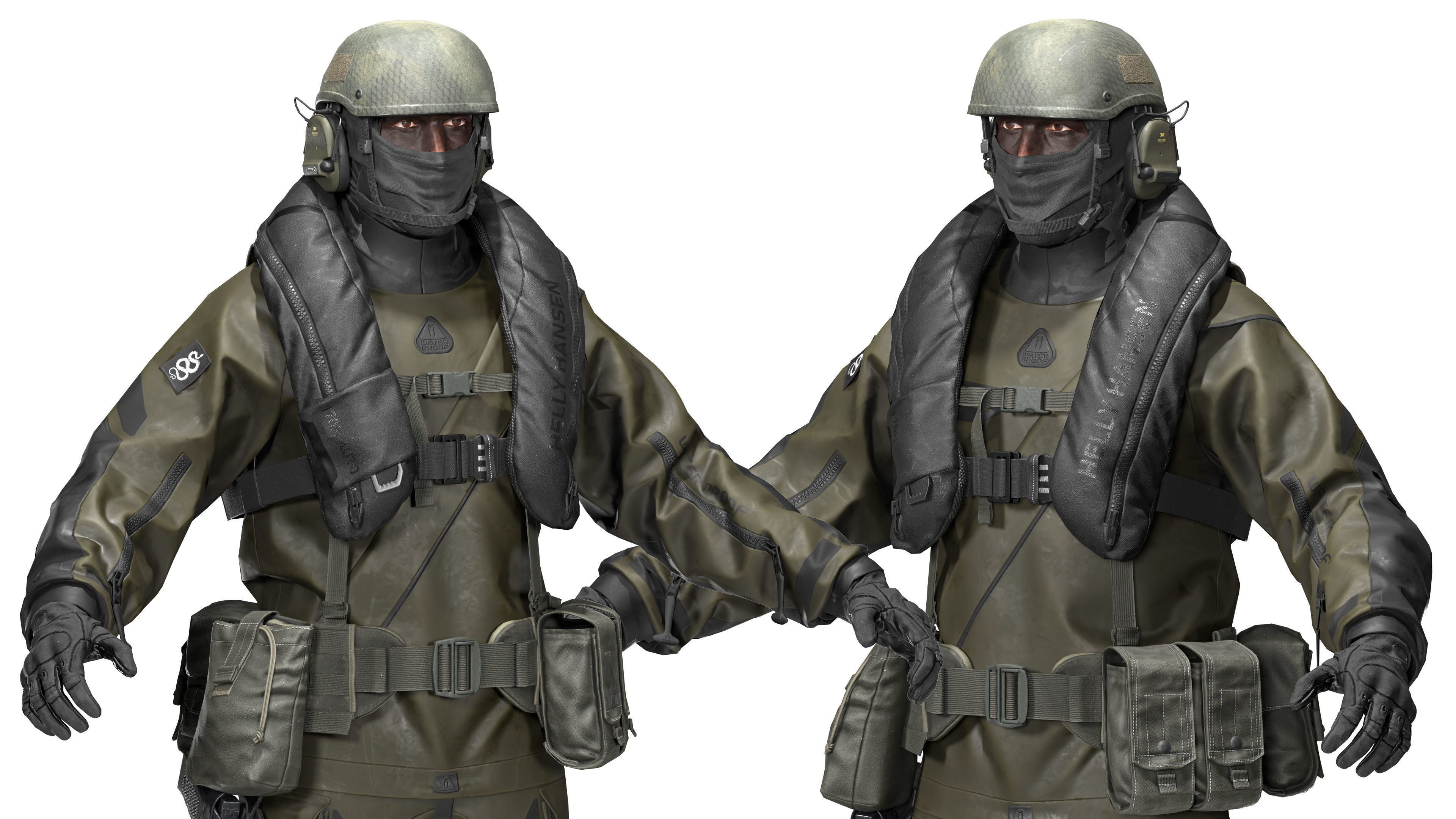 DANISH FROGMAN OPERATOR RIGGED CHARACTER Low-poly 3D model_6