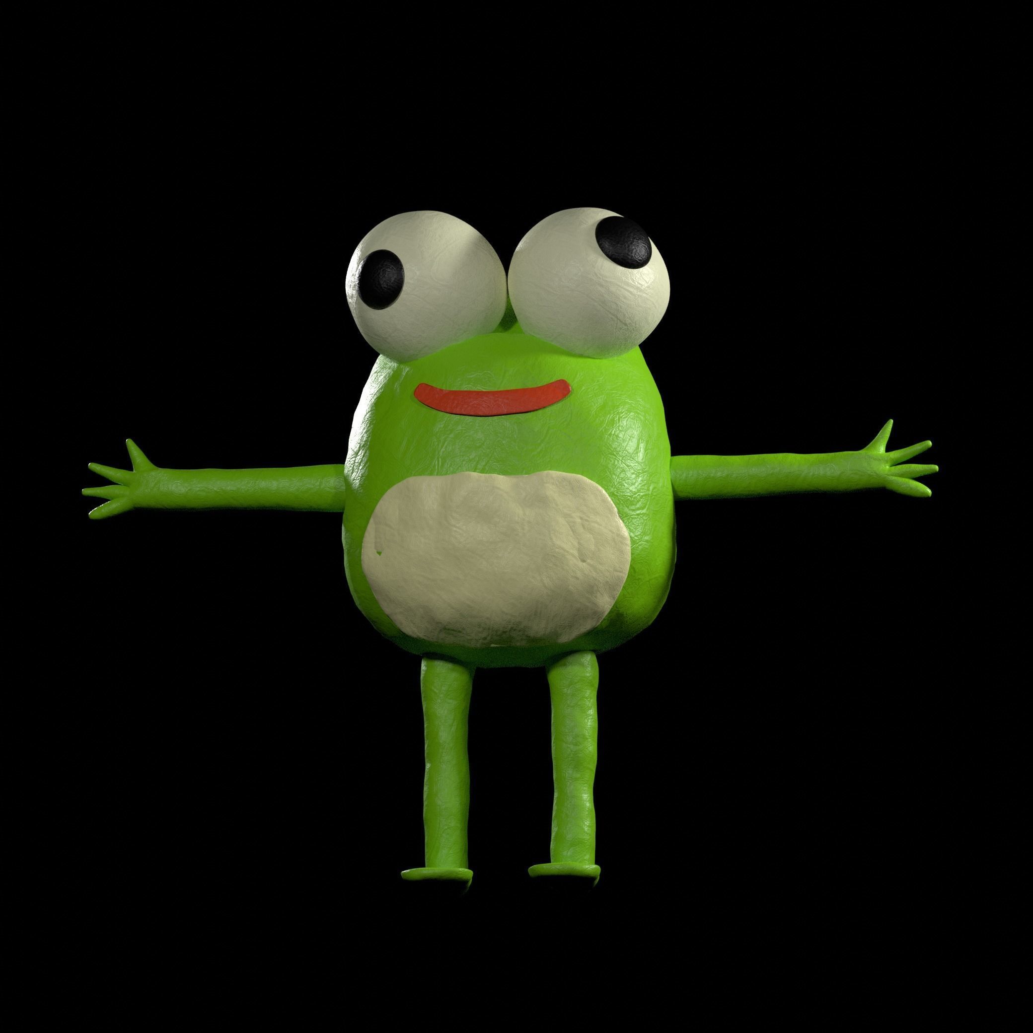 plasticine frog in t pose Low-poly 3D model_4