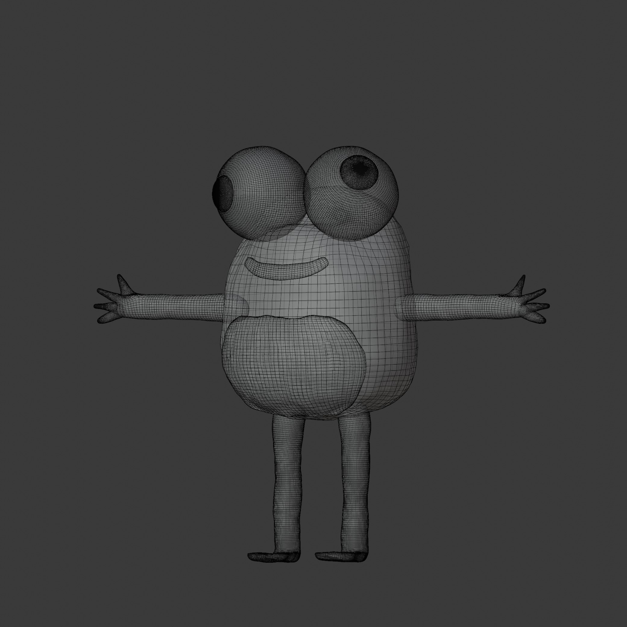 plasticine frog in t pose Low-poly 3D model_6