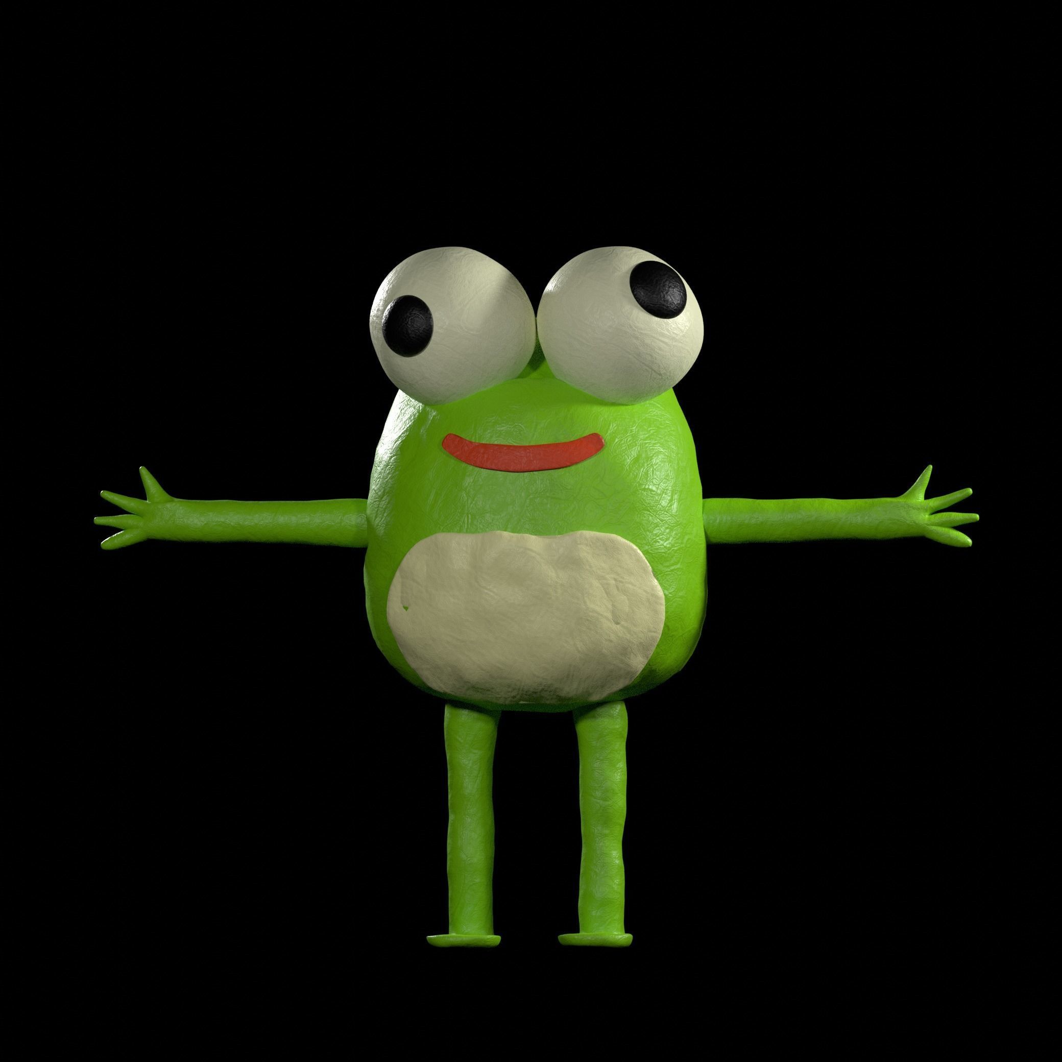 plasticine frog in t pose Low-poly 3D model_5
