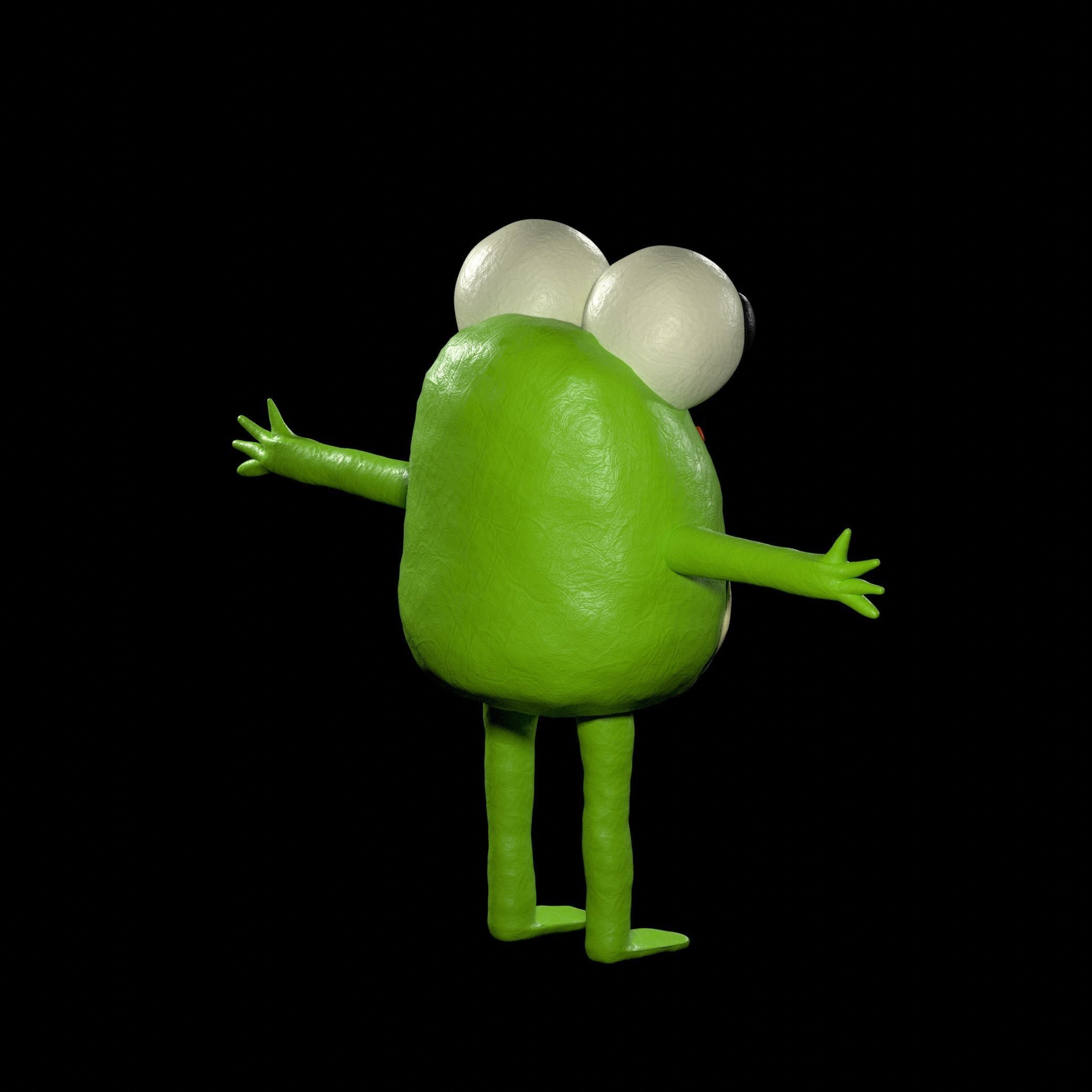 plasticine frog in t pose Low-poly 3D model_3