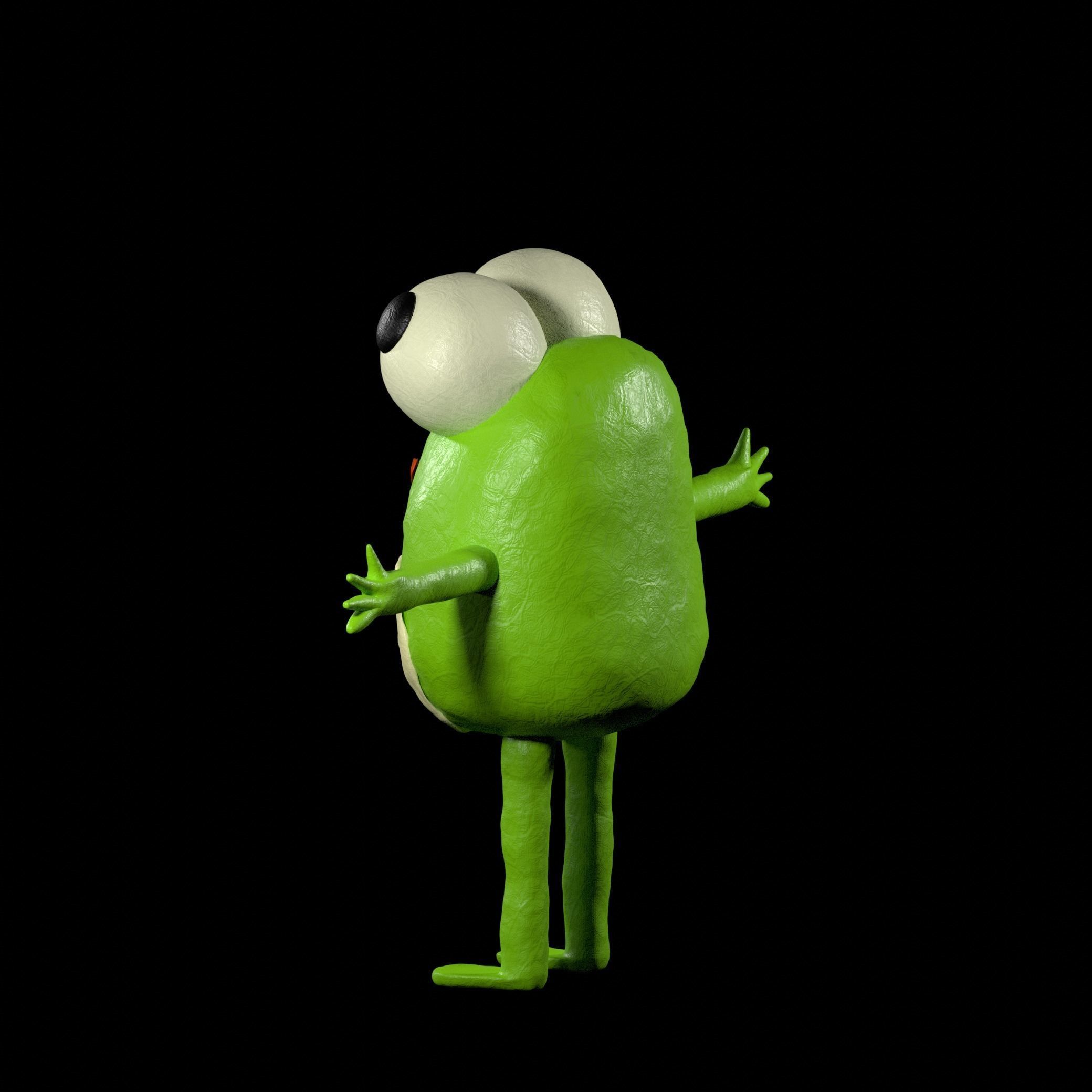 plasticine frog in t pose Low-poly 3D model_2