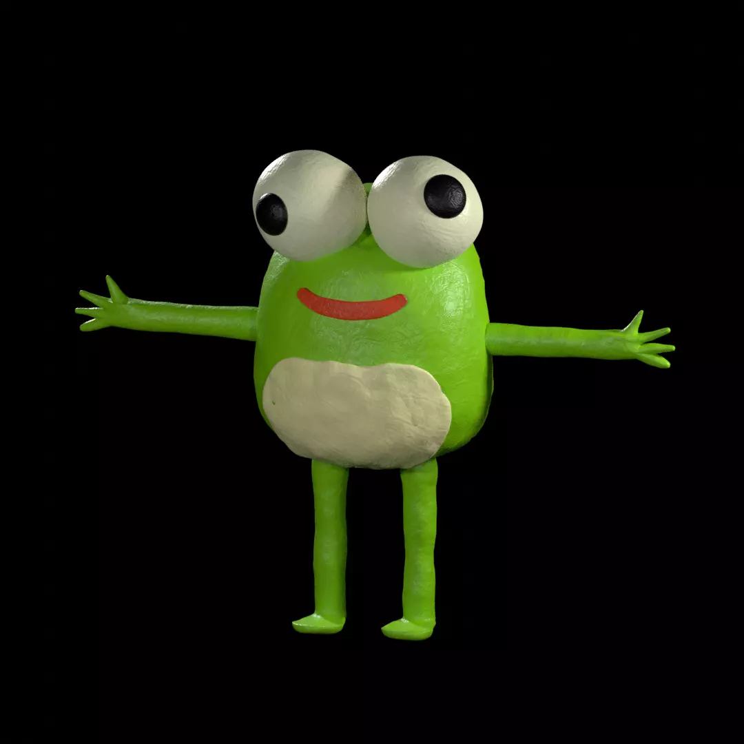 plasticine frog in t pose Low-poly 3D model_0