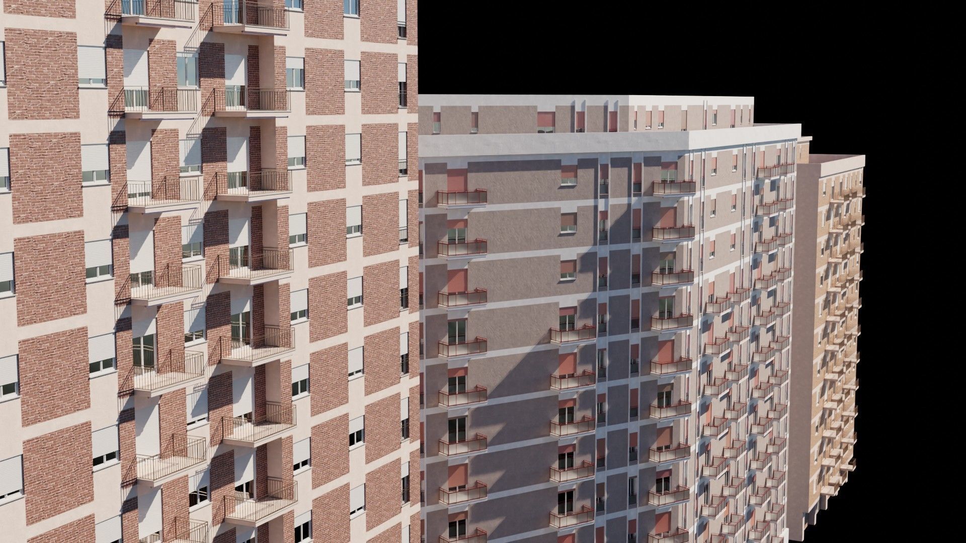 Modular Residential Building Pack Low-poly 3D model_10