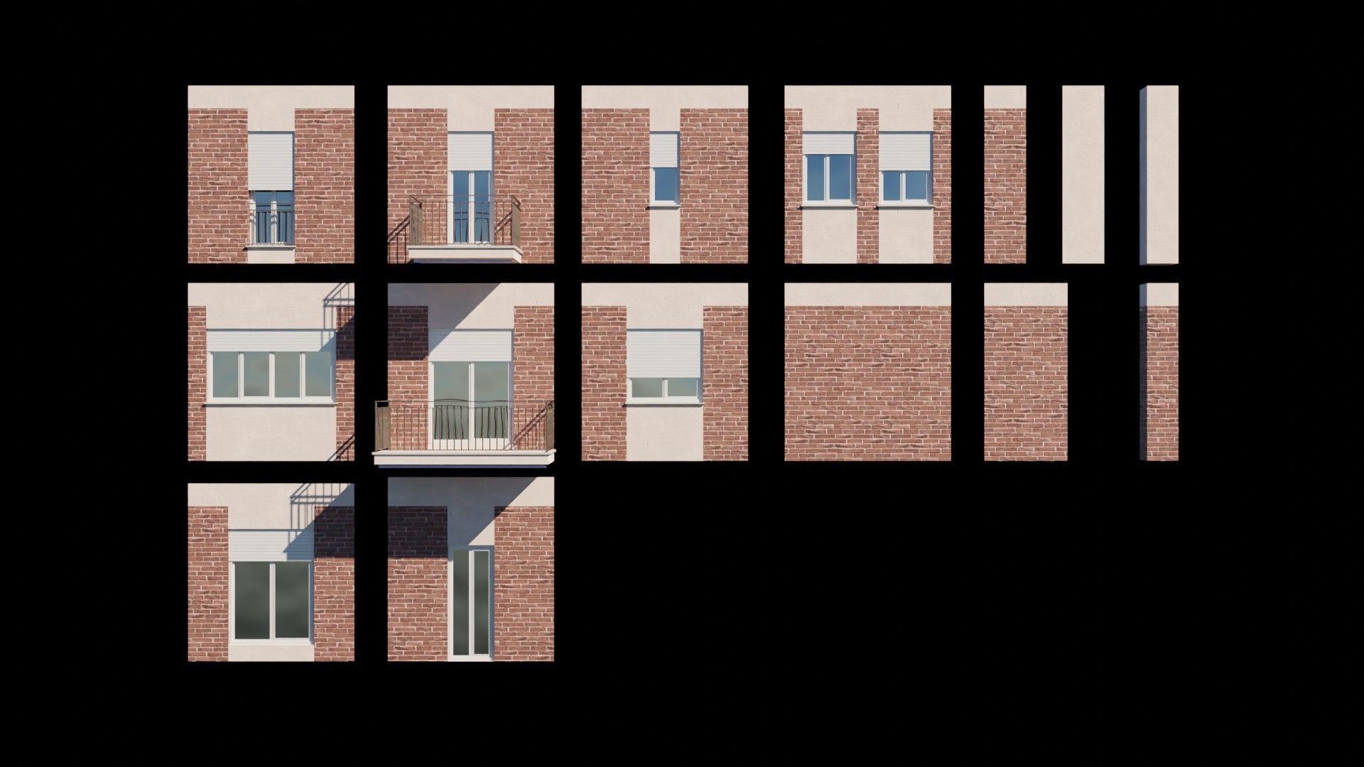 Modular Residential Building Pack Low-poly 3D model_4