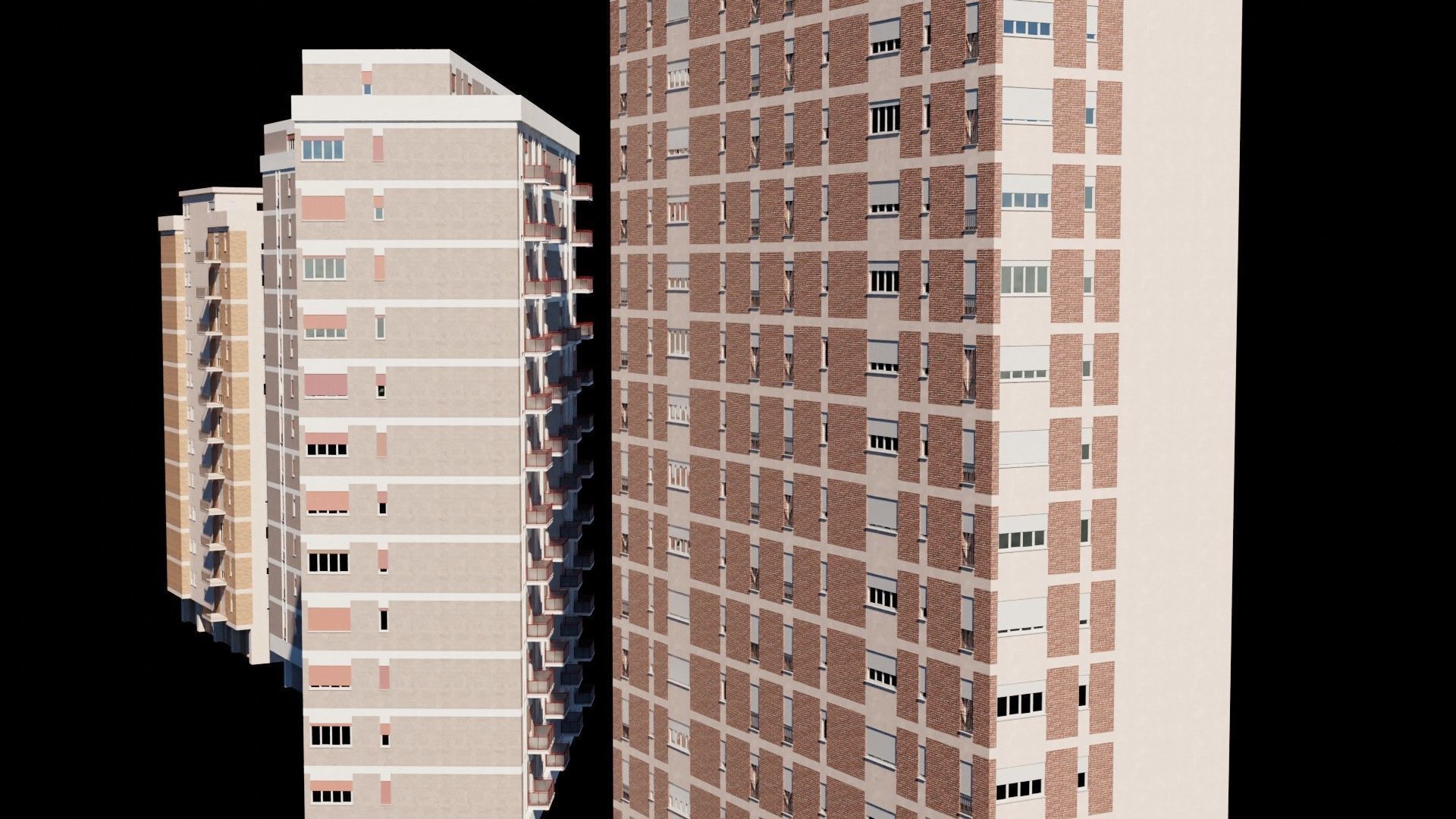 Modular Residential Building Pack Low-poly 3D model_14