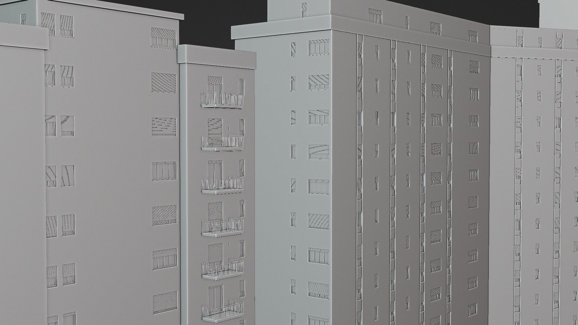 Modular Residential Building Pack Low-poly 3D model_25