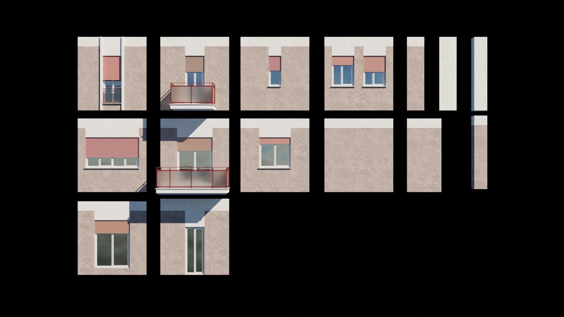 Modular Residential Building Pack Low-poly 3D model_3