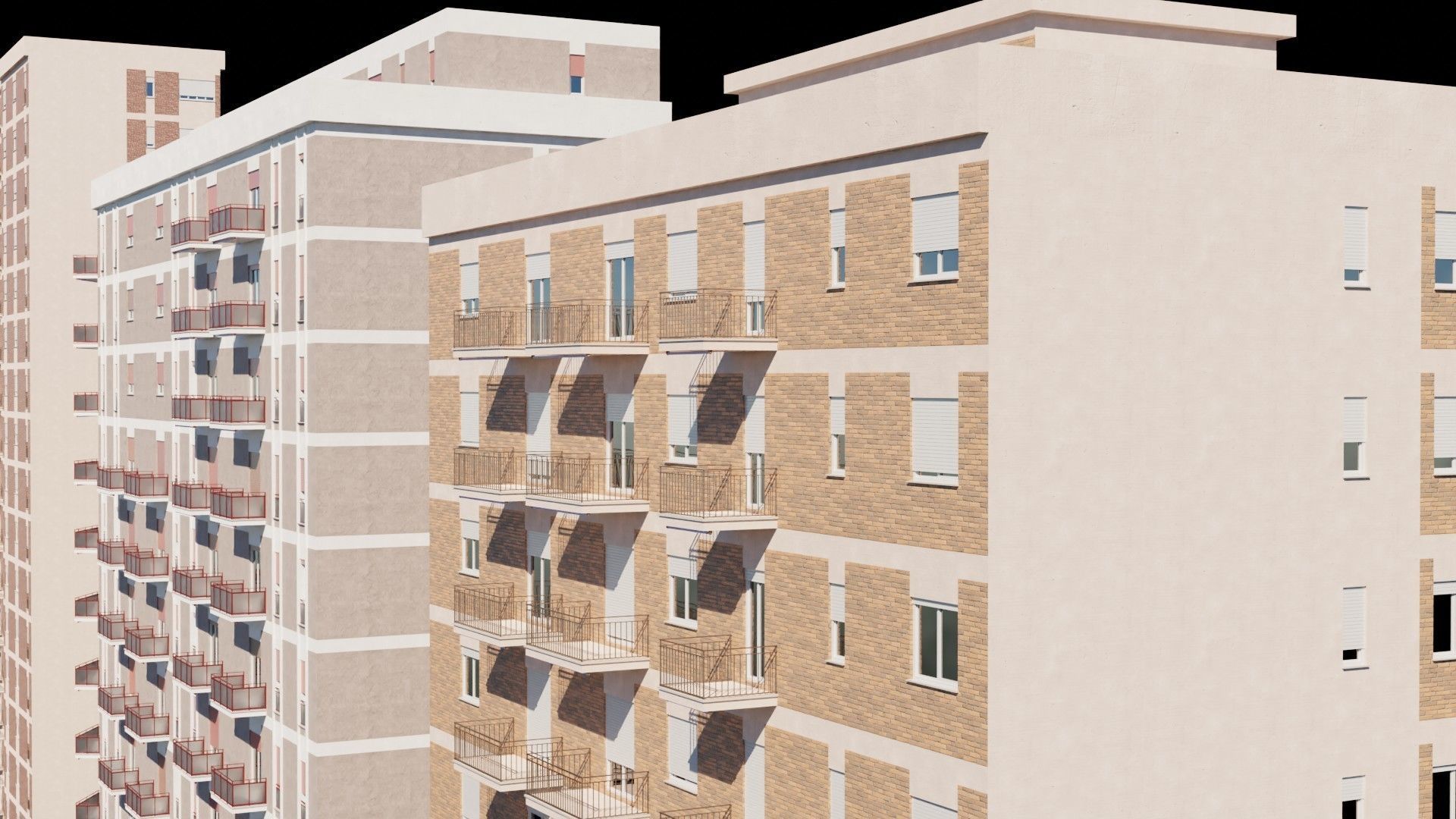 Modular Residential Building Pack Low-poly 3D model_11