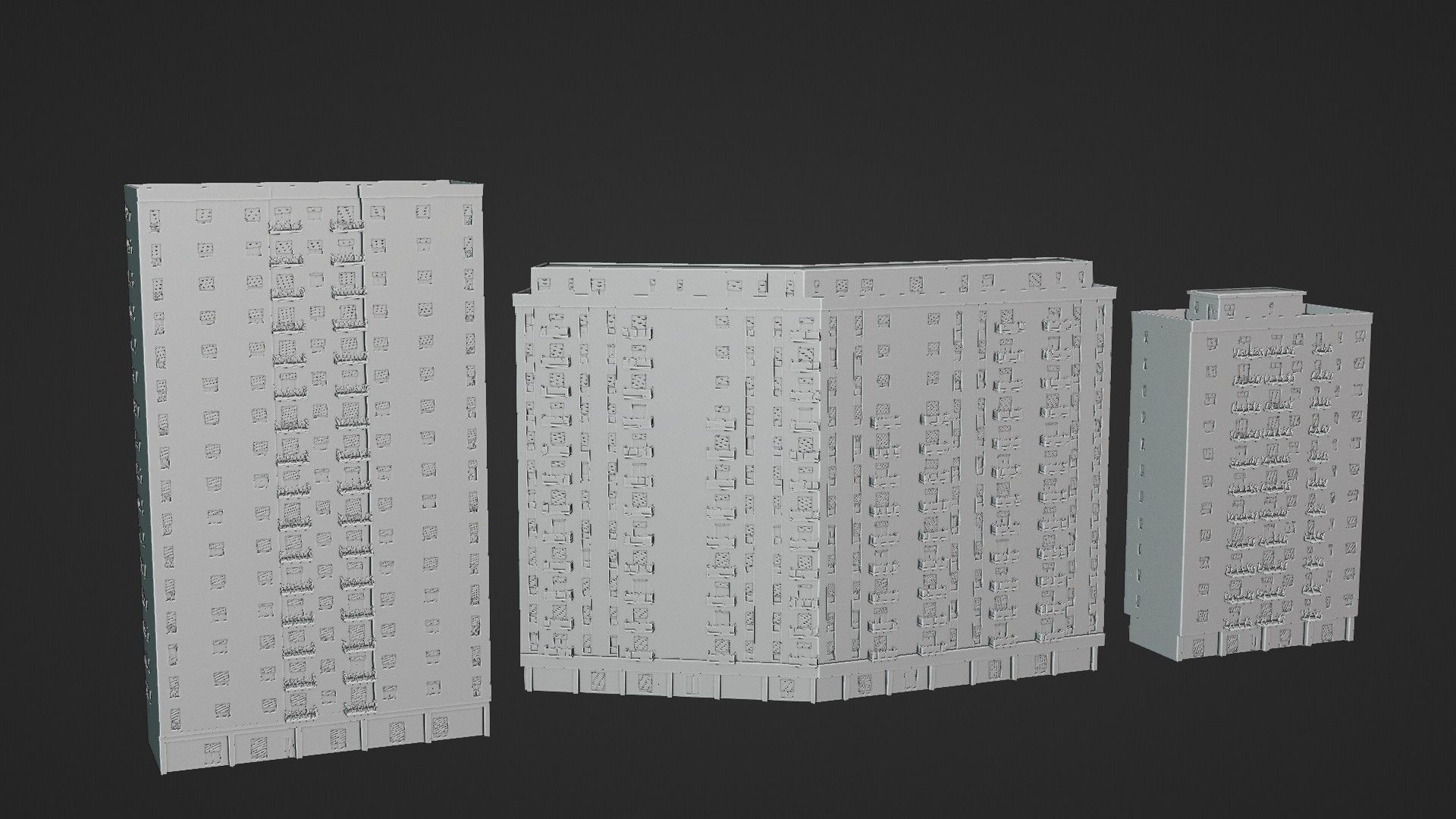 Modular Residential Building Pack Low-poly 3D model_19