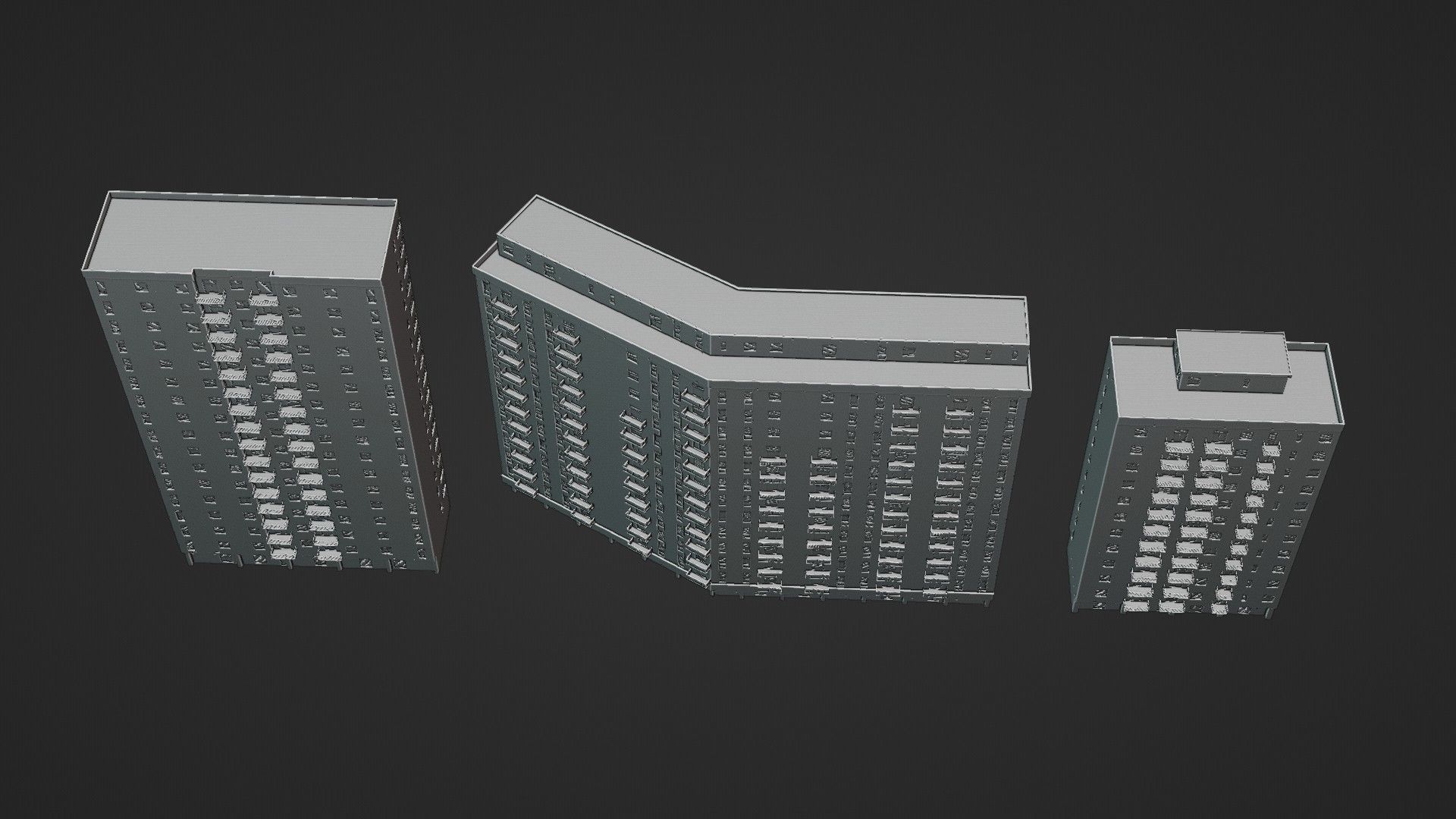 Modular Residential Building Pack Low-poly 3D model_28