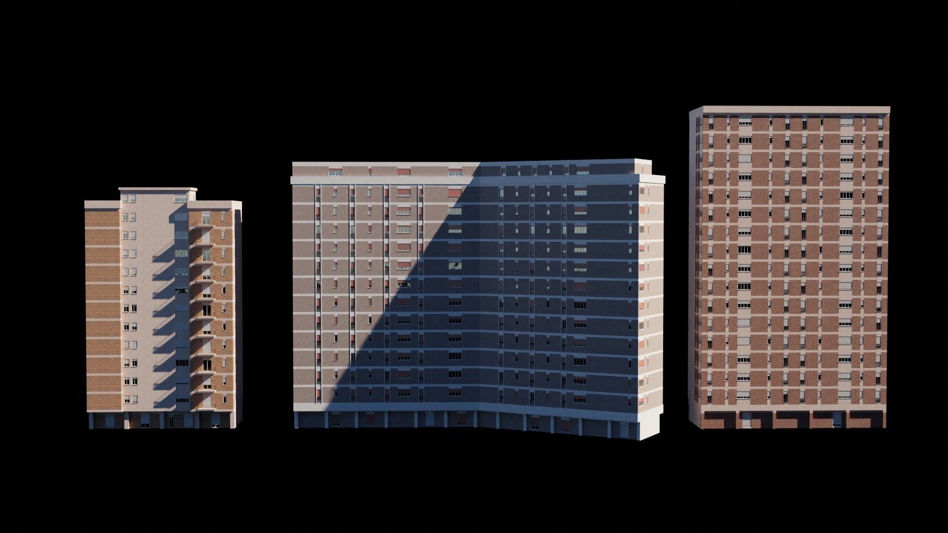 Modular Residential Building Pack Low-poly 3D model_12