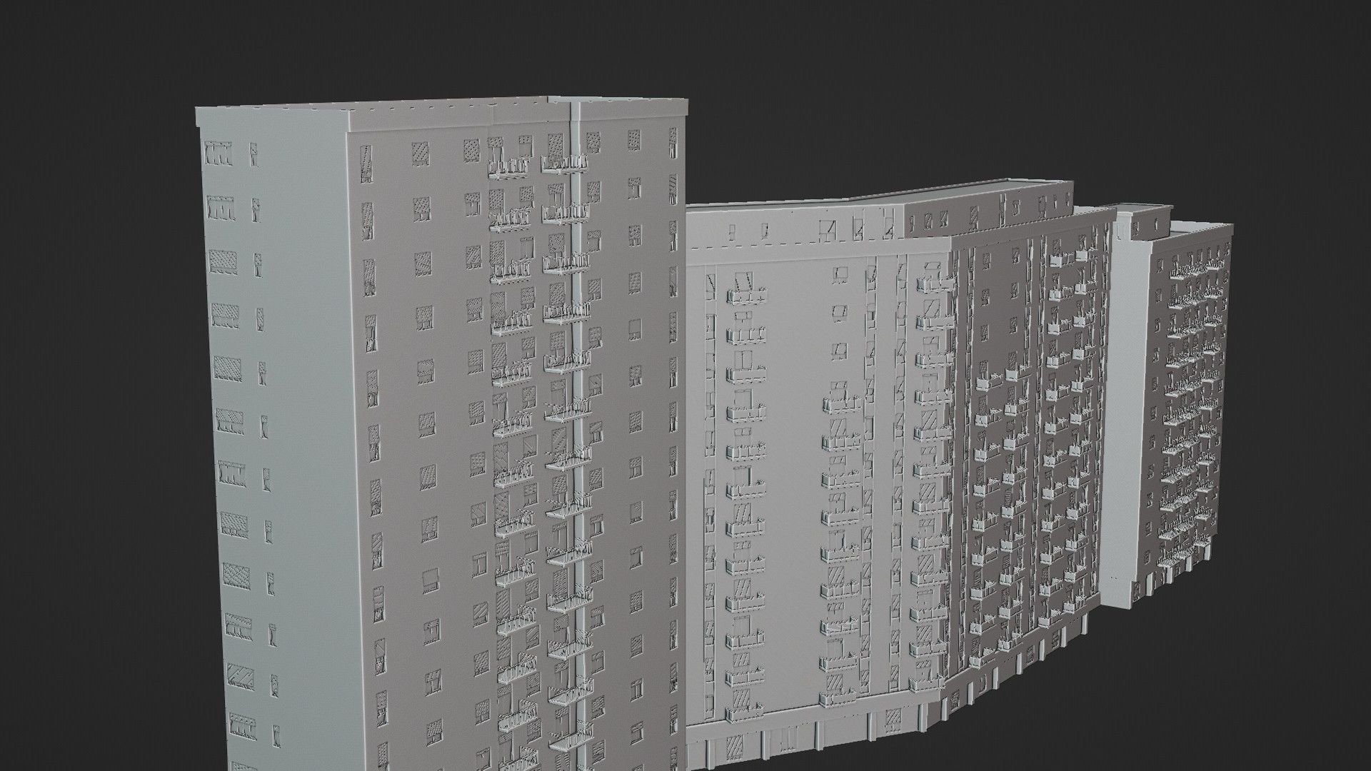 Modular Residential Building Pack Low-poly 3D model_22