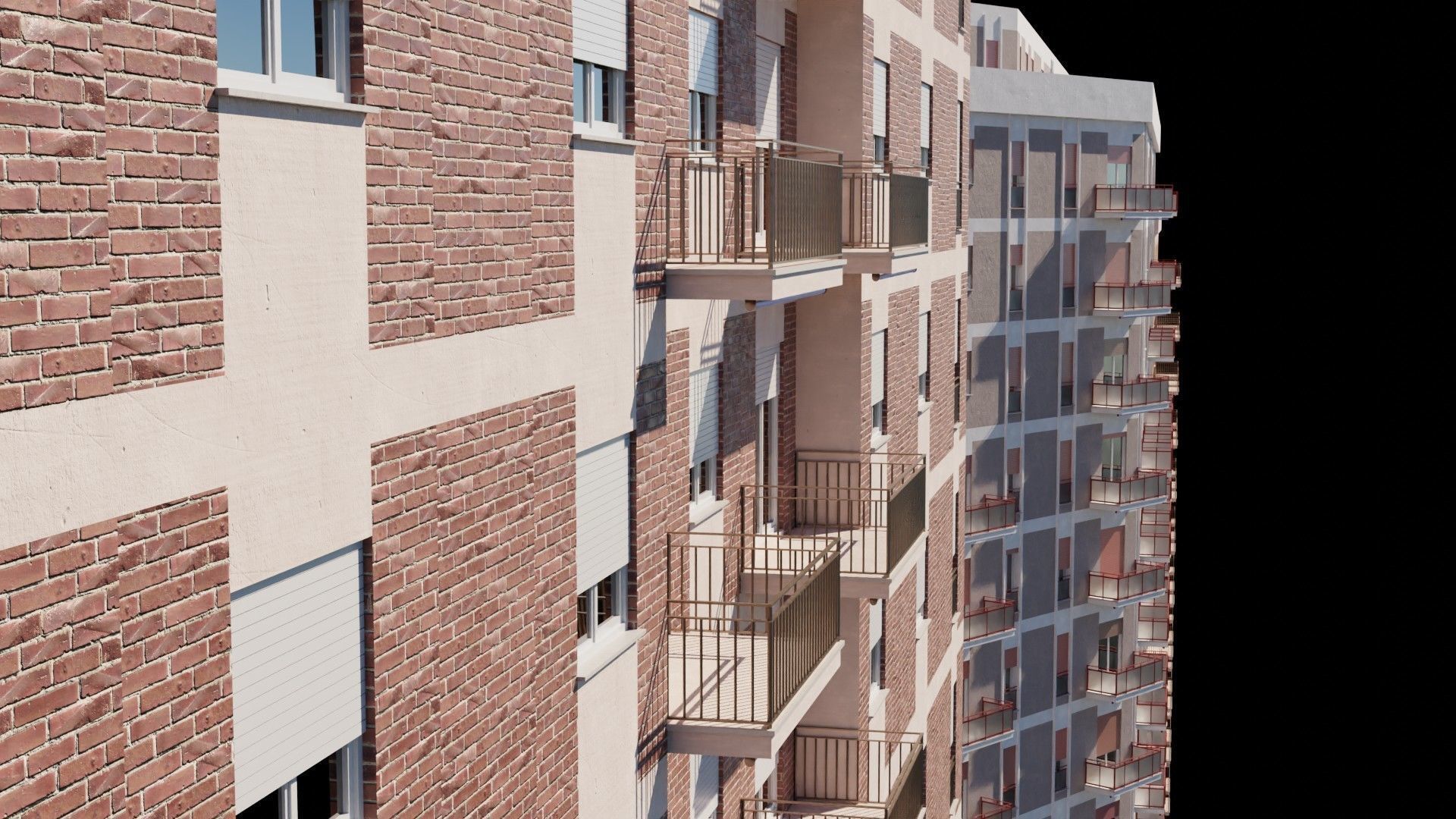 Modular Residential Building Pack Low-poly 3D model_15