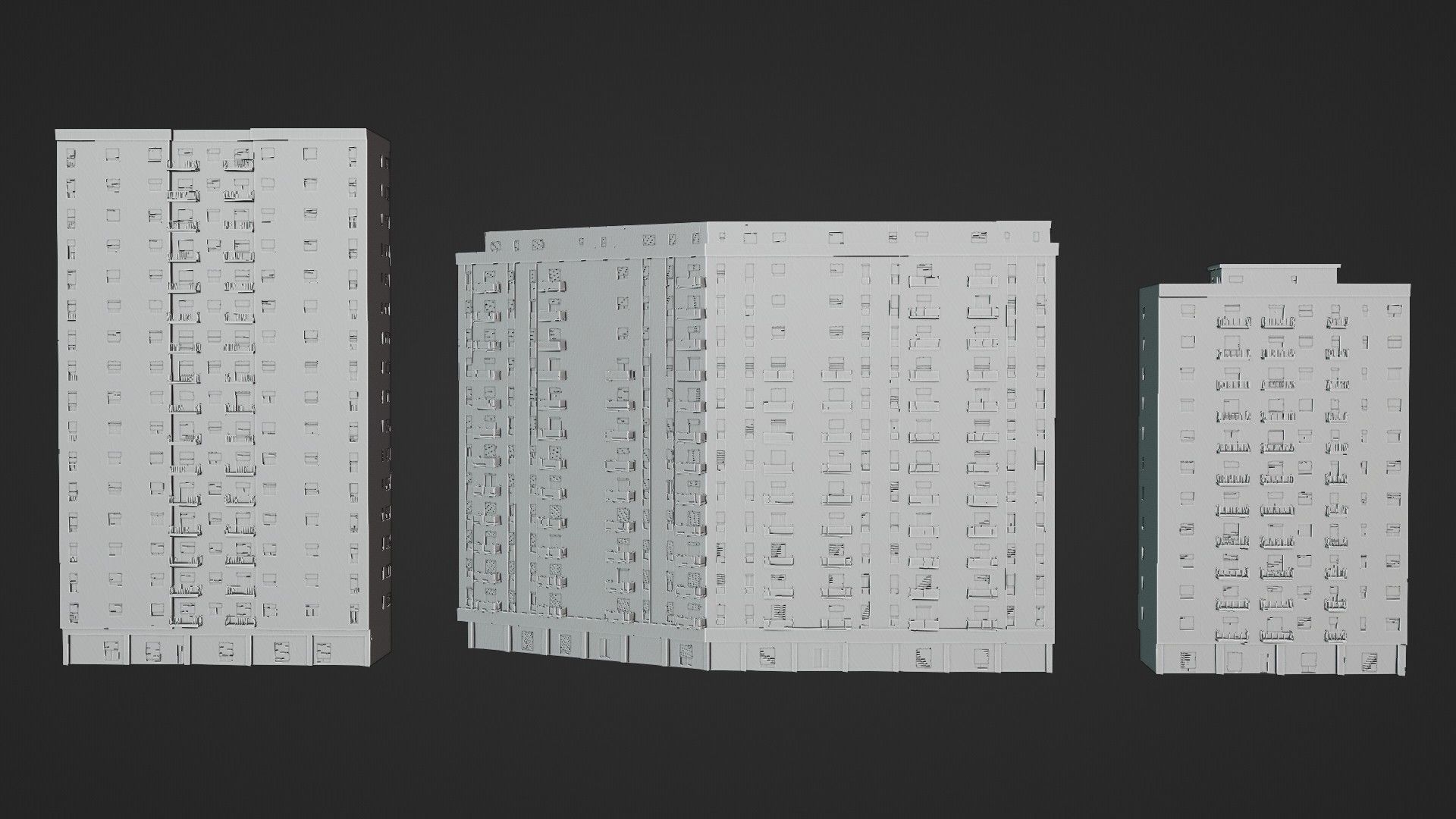 Modular Residential Building Pack Low-poly 3D model_21
