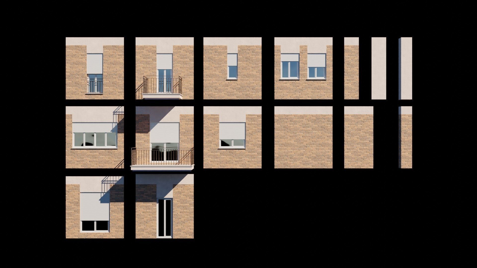 Modular Residential Building Pack Low-poly 3D model_2