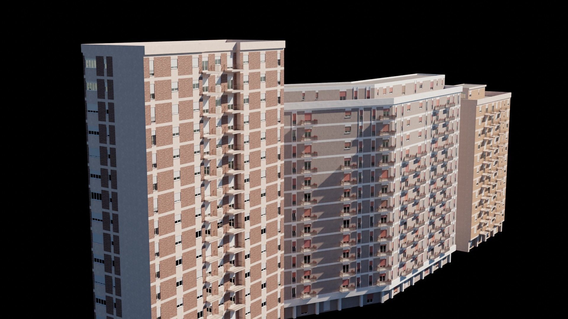 Modular Residential Building Pack Low-poly 3D model_8