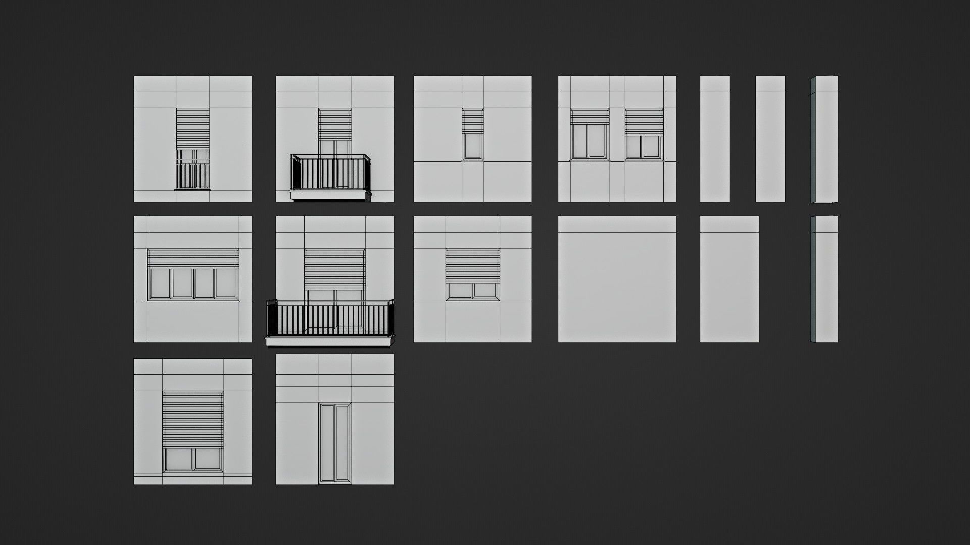 Modular Residential Building Pack Low-poly 3D model_20