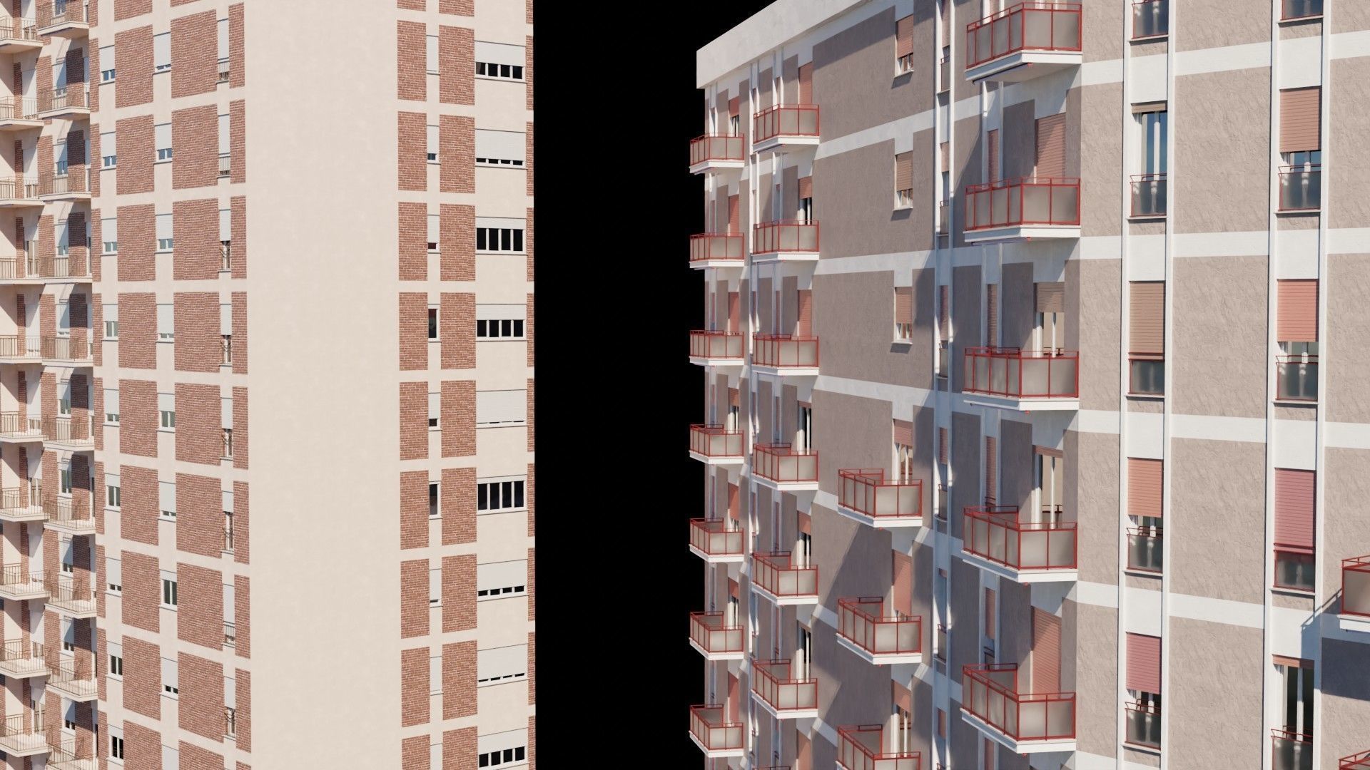 Modular Residential Building Pack Low-poly 3D model_9