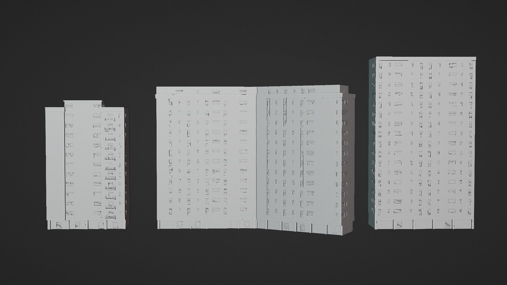 Modular Residential Building Pack Low-poly 3D model_24