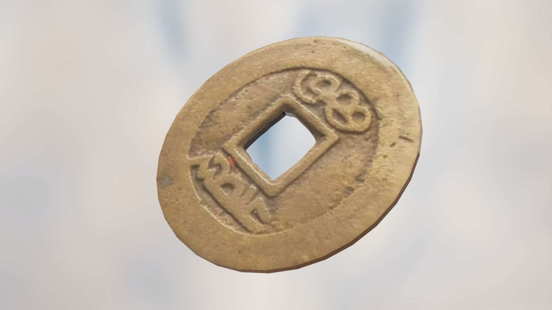 Japanese Old Coins Damaged Pile Money Currency Low-poly 3D model_4