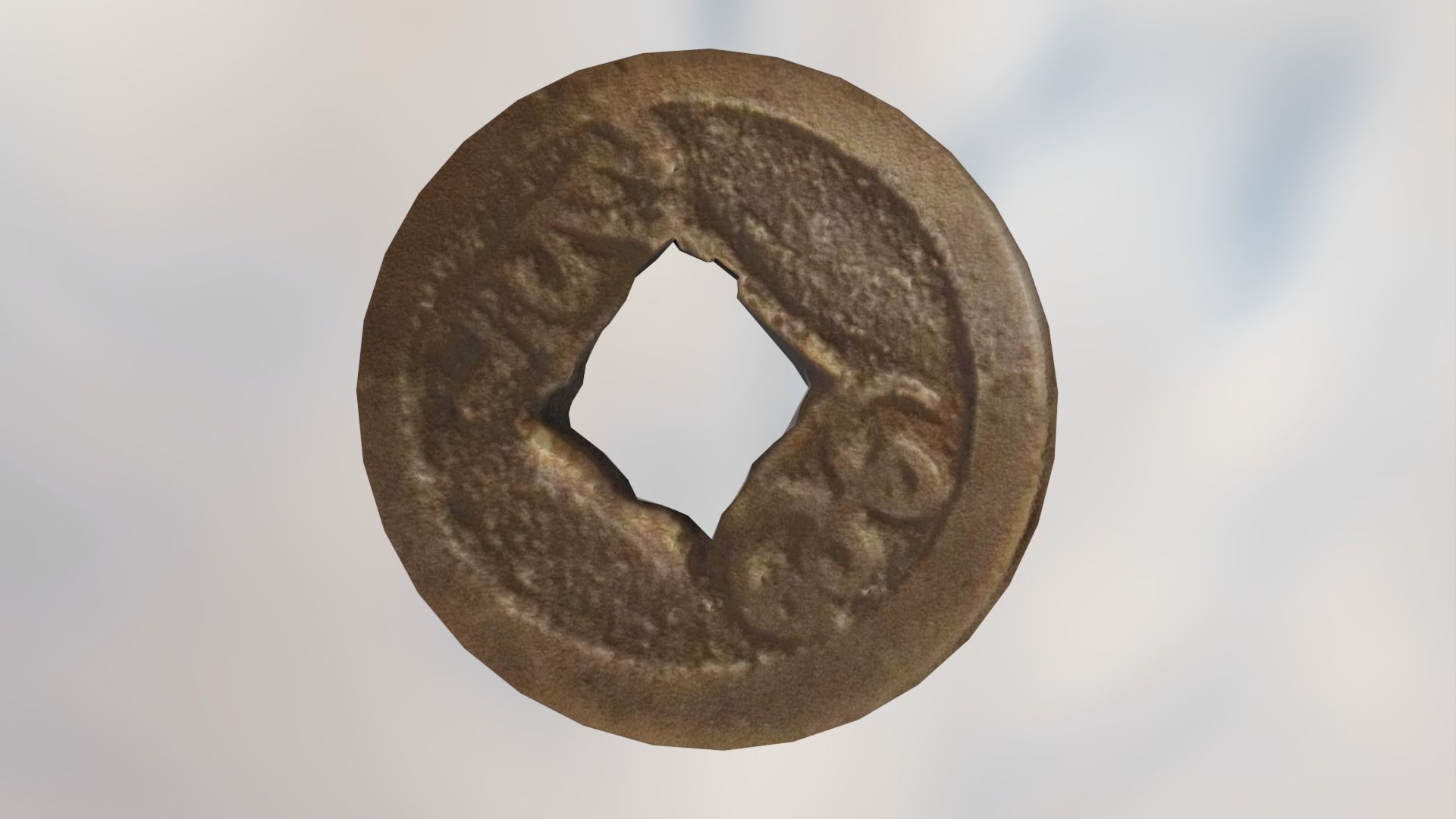 Japanese Old Coins Damaged Pile Money Currency Low-poly 3D model_6