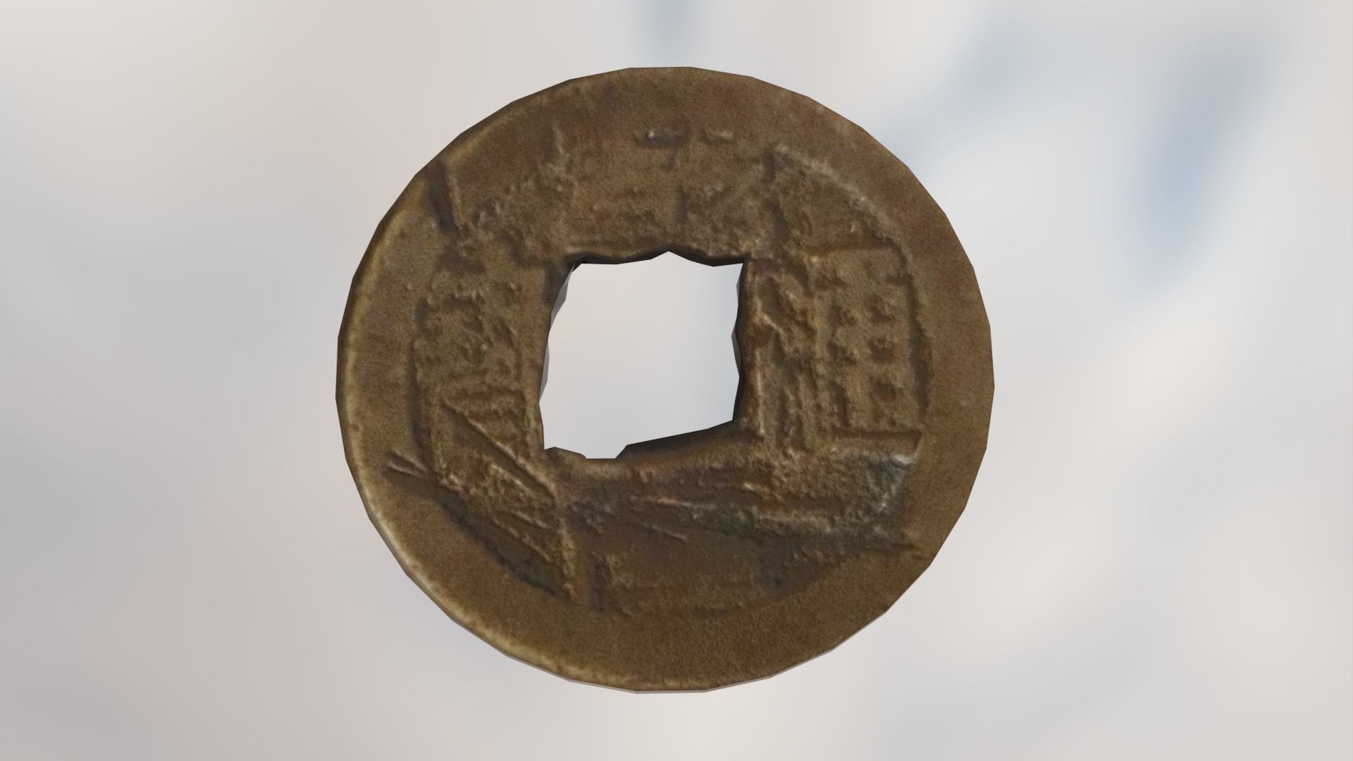 Japanese Old Coins Damaged Pile Money Currency Low-poly 3D model_5