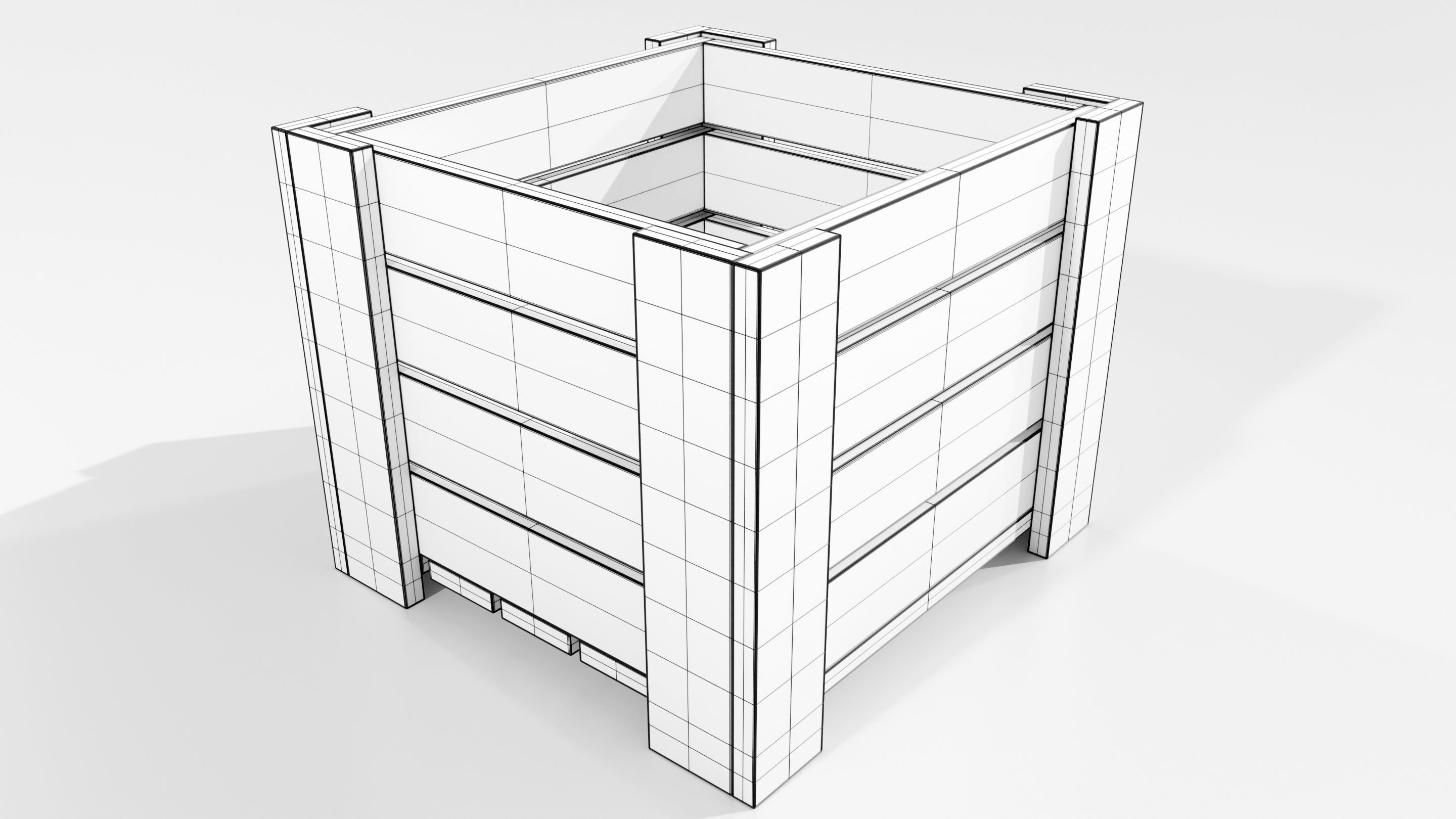 Wooden Planter 3D model_16