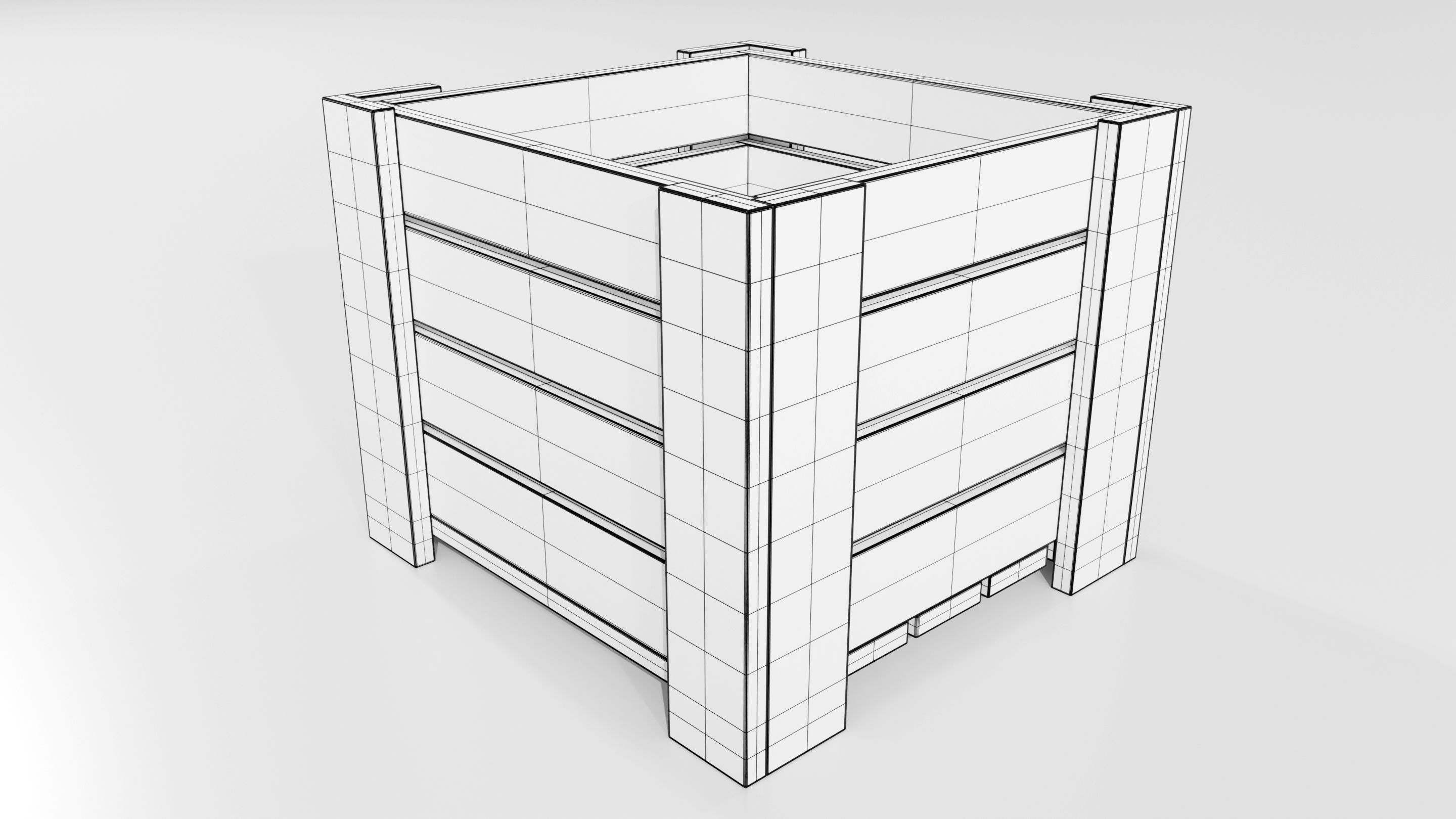 Wooden Planter 3D model_13