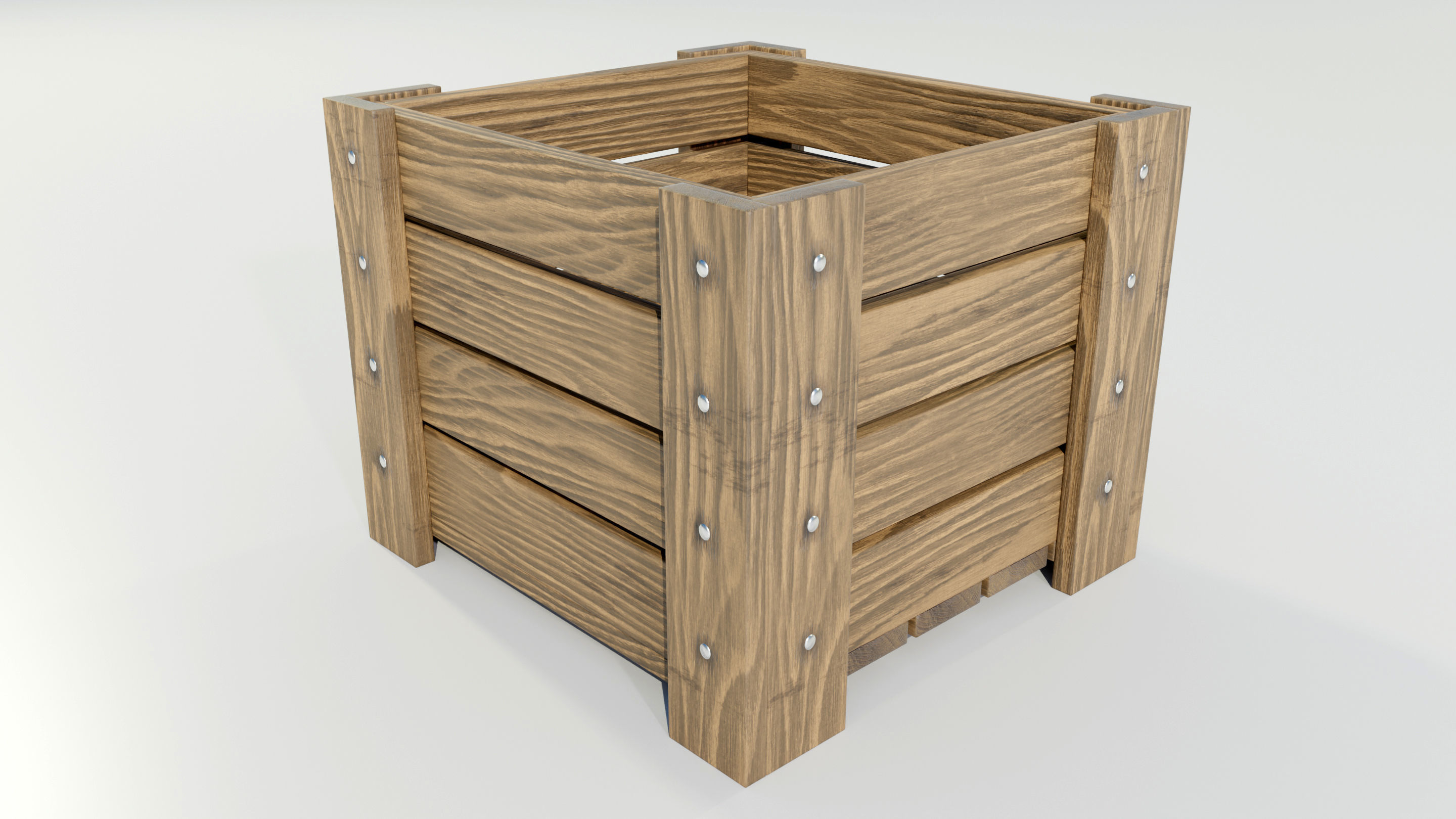Wooden Planter 3D model_3