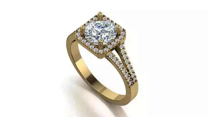 1ct round engagement diamond ring 3dmodel printable model