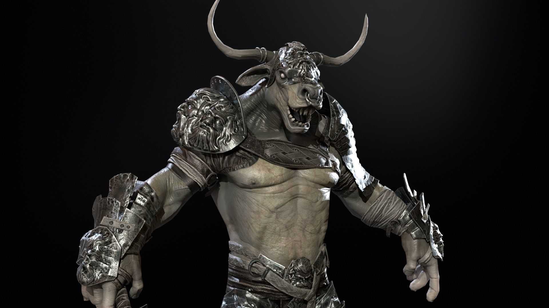 Minotaur boss Low-poly 3D model_4