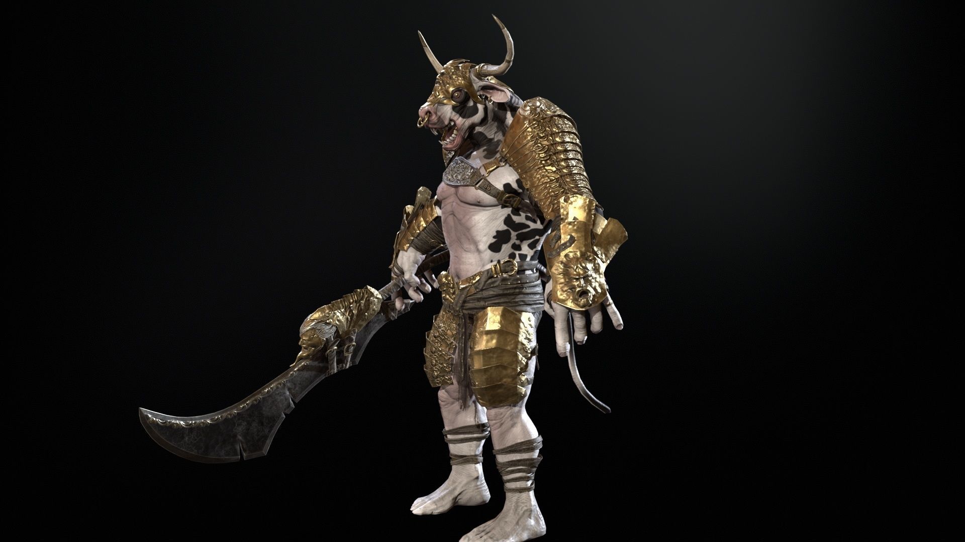 Minotaur boss Low-poly 3D model_7