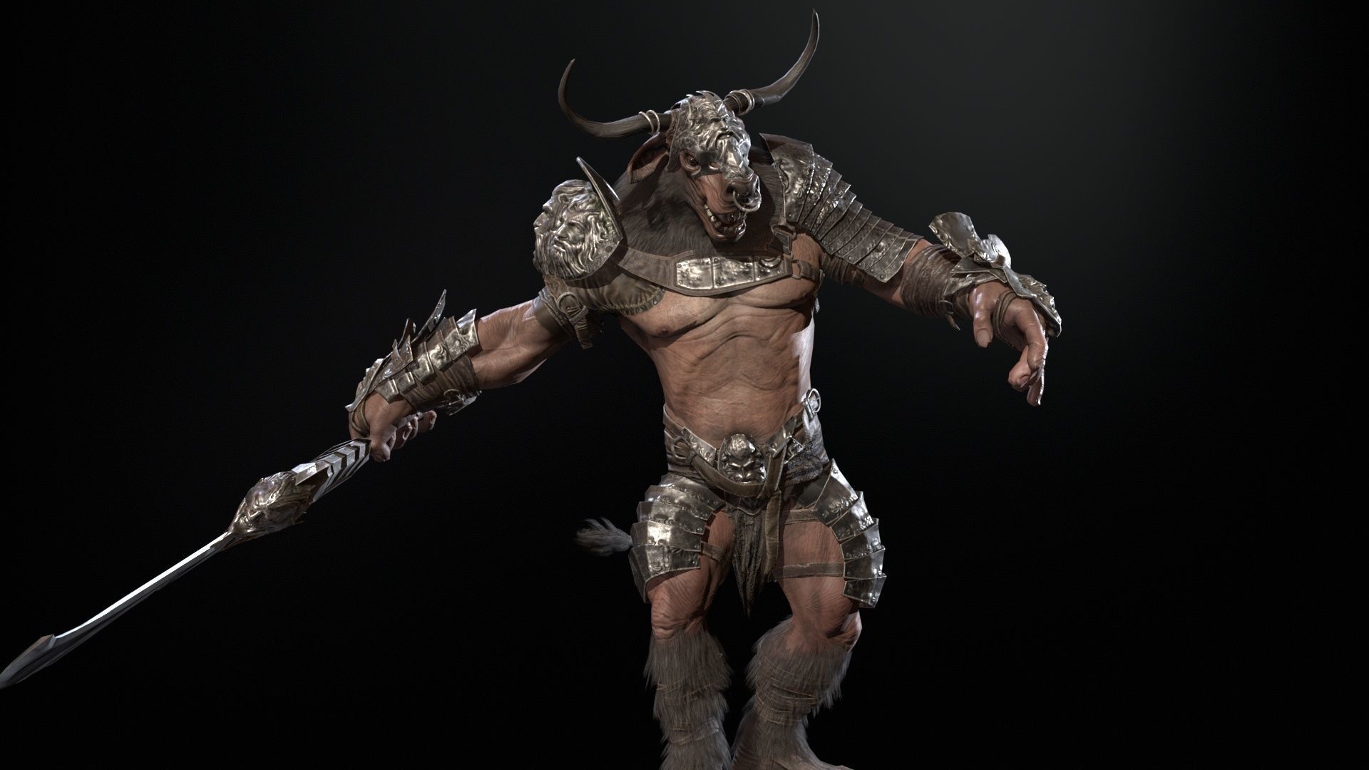Minotaur boss Low-poly 3D model_22