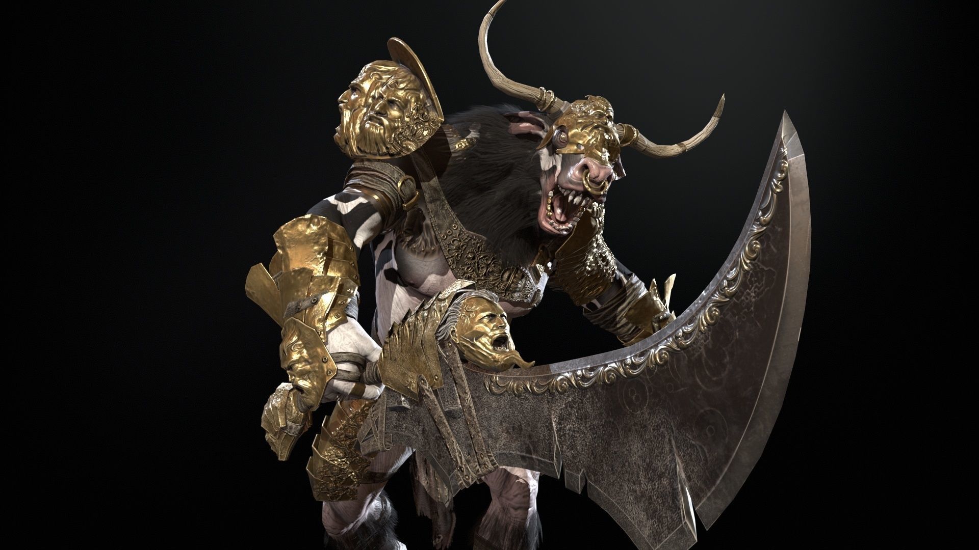 Minotaur boss Low-poly 3D model_35