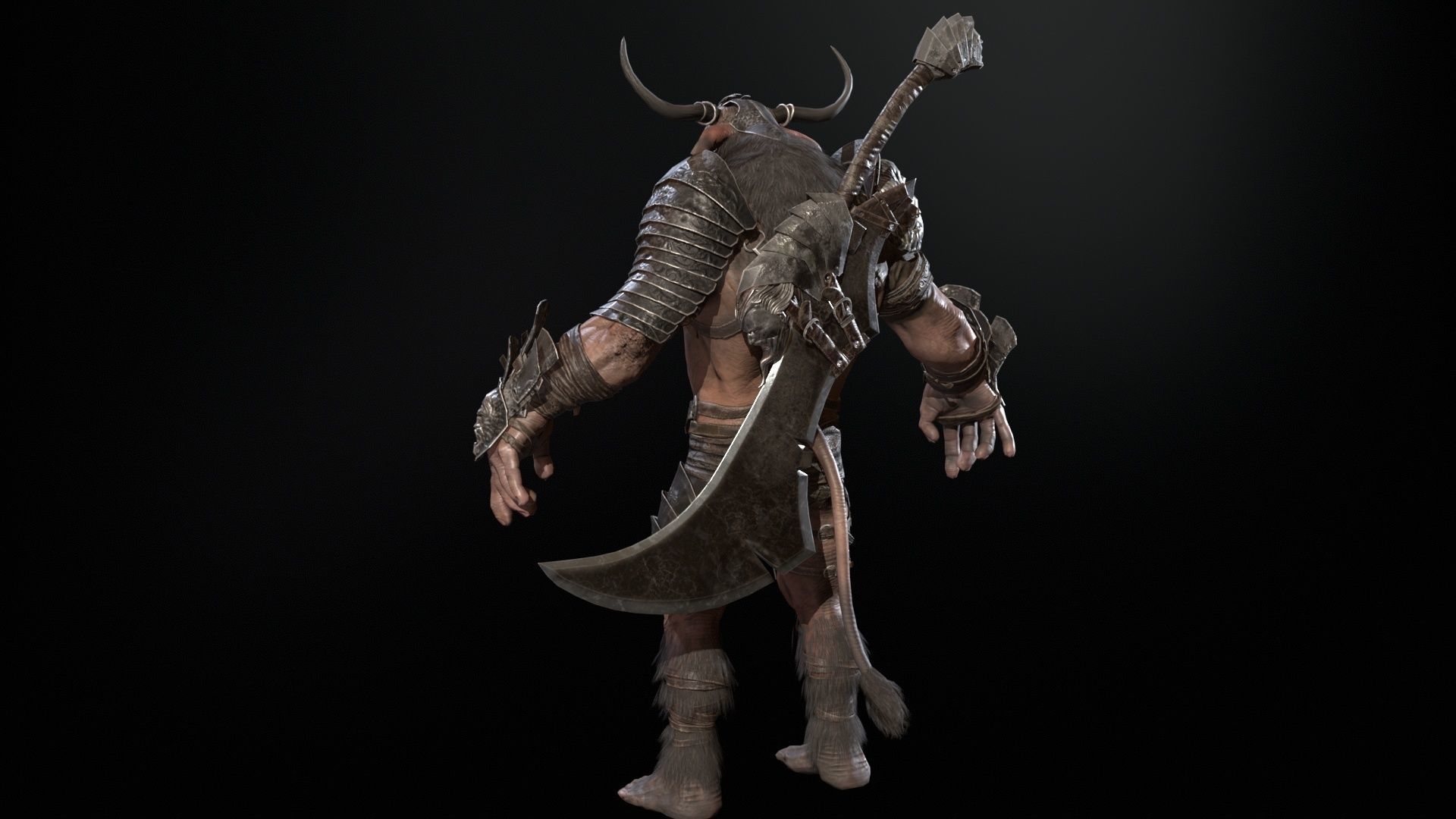 Minotaur boss Low-poly 3D model_15