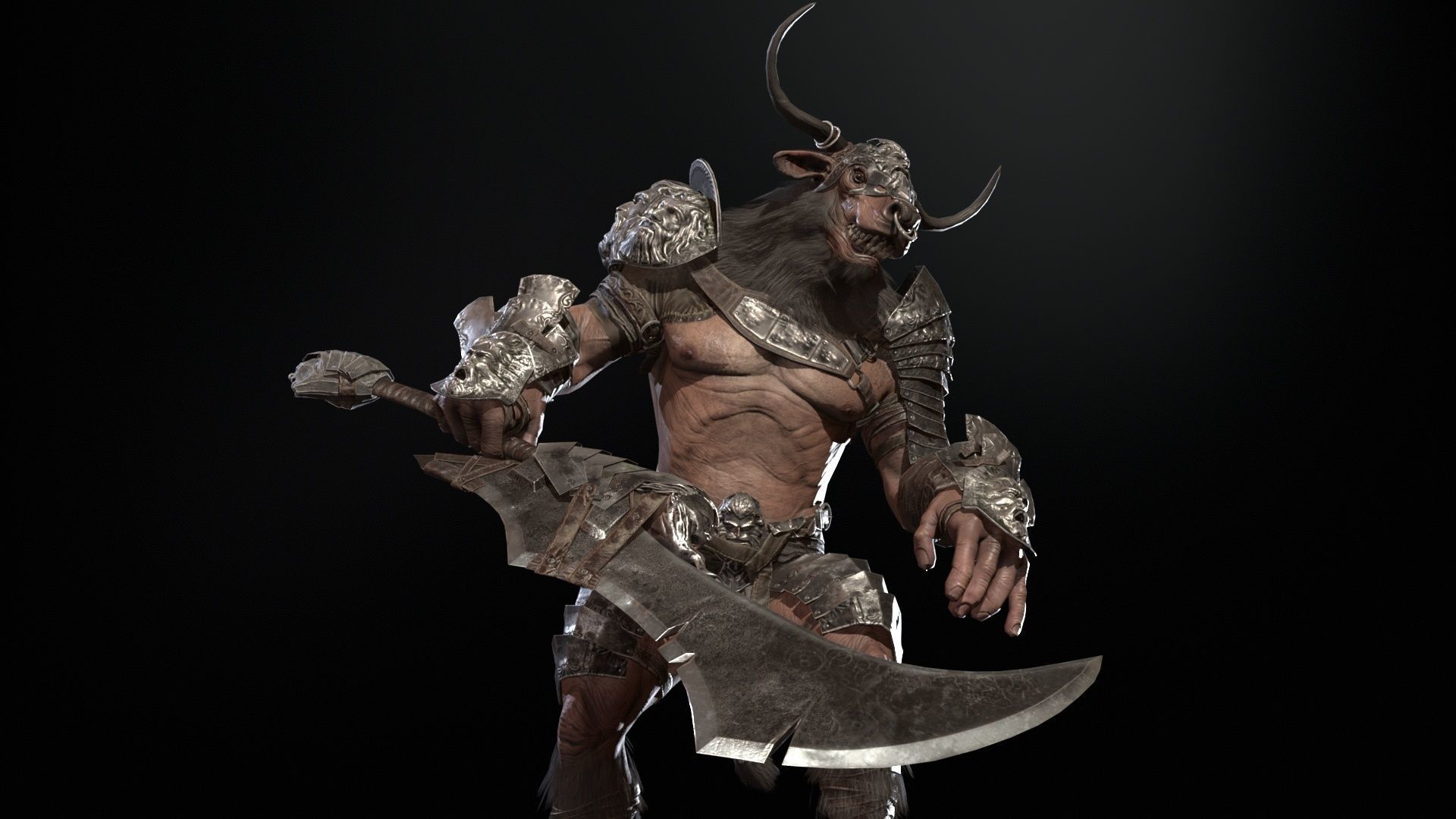 Minotaur boss Low-poly 3D model_19