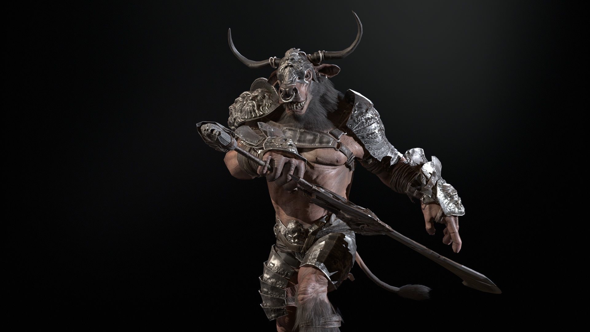 Minotaur boss Low-poly 3D model_18