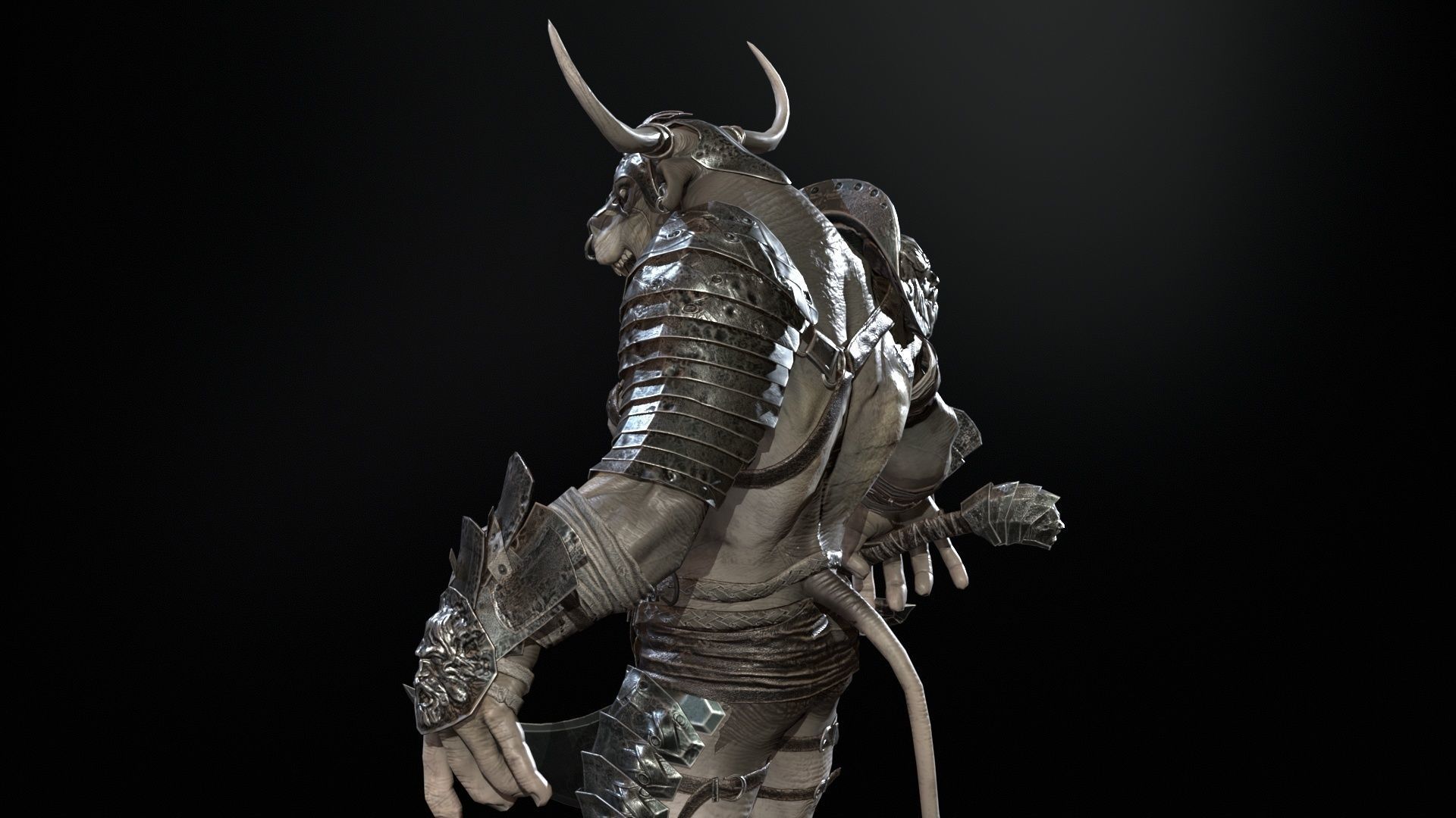 Minotaur boss Low-poly 3D model_10