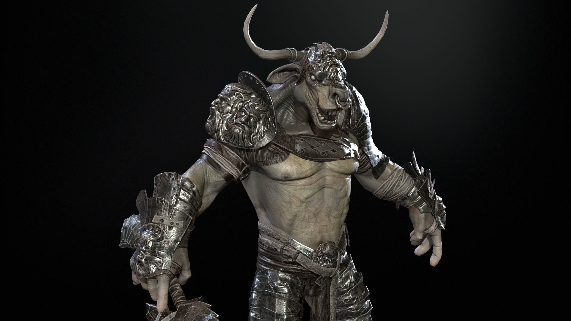 Minotaur boss Low-poly 3D model_9