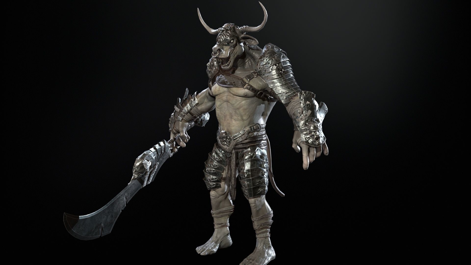 Minotaur boss Low-poly 3D model_8
