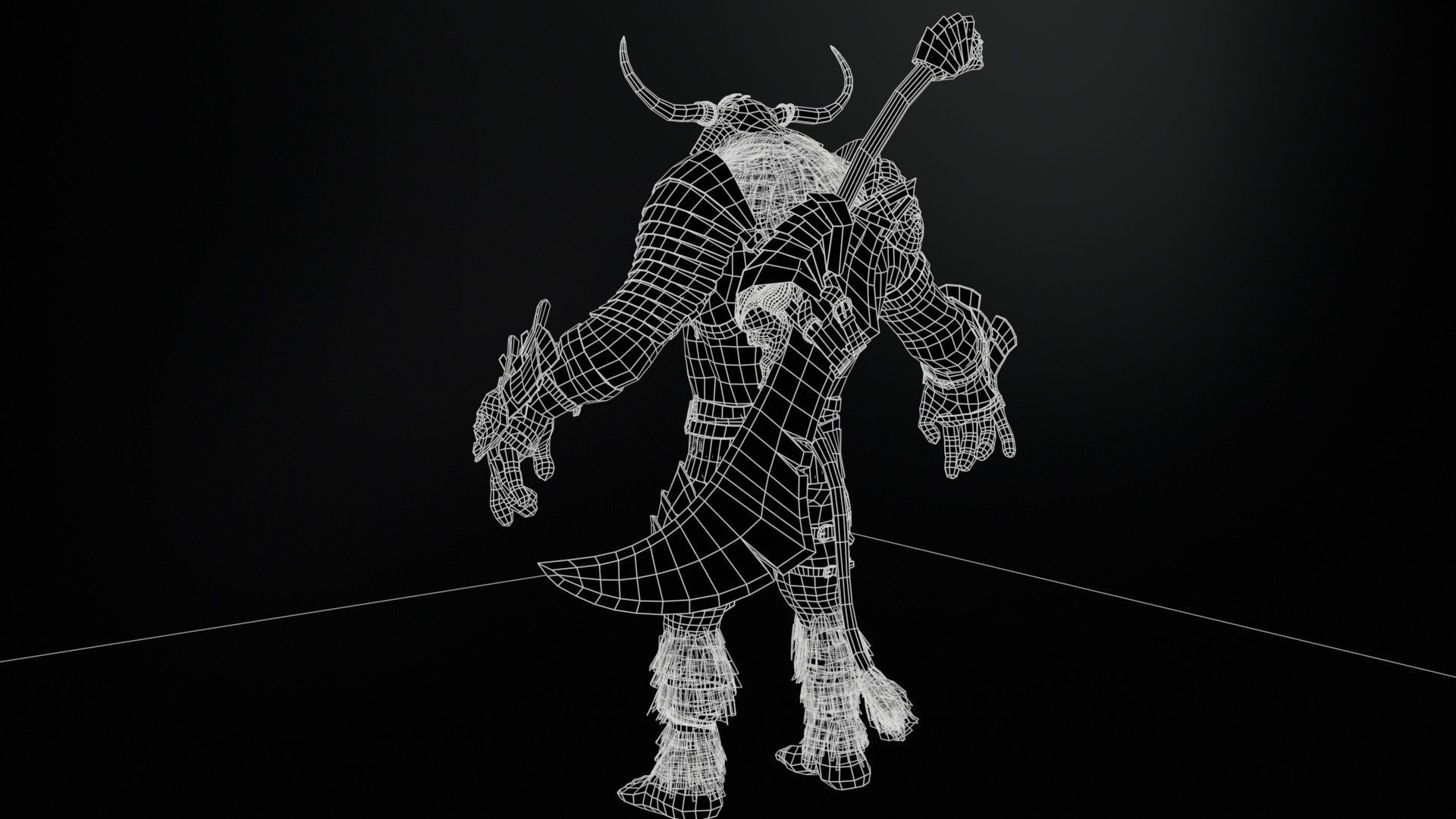 Minotaur boss Low-poly 3D model_16